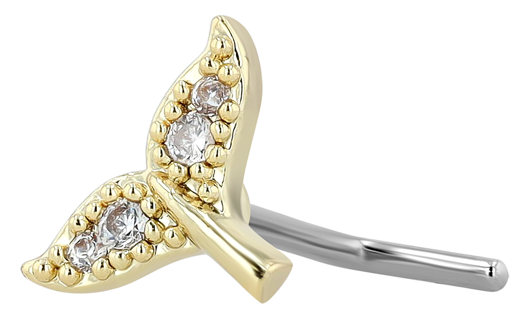 "Pajtesa" Nasenpiercing aus Edelstahl, Walflosse, L-Form, Ø 0,9mm/ Stablänge 7,5 mm, goldfarben