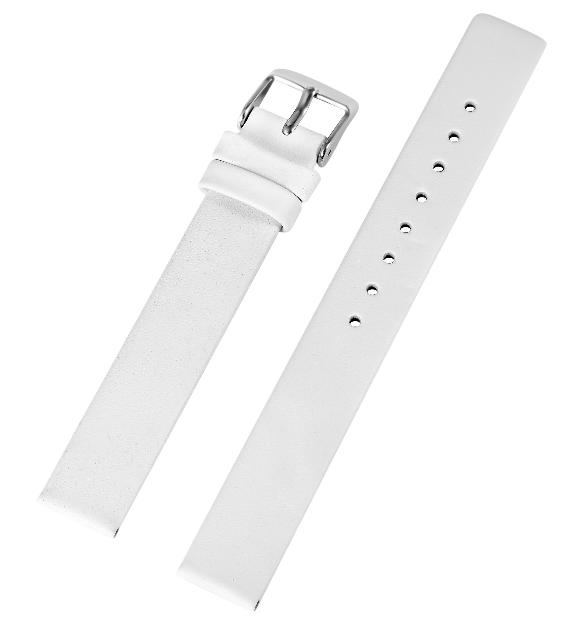 Echtleder-Uhrenarmband, nahtlos, weiß, 14 mm