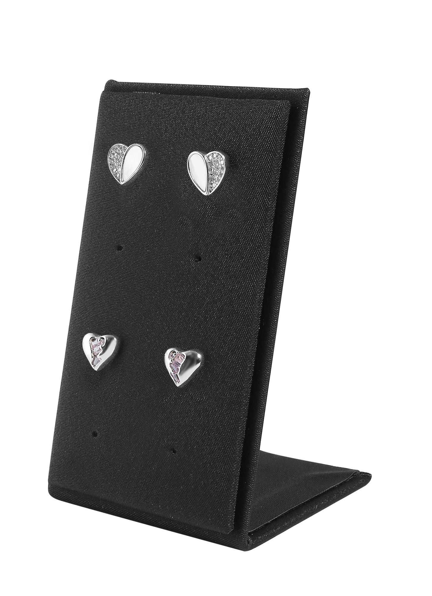 Aufsteller für 4 Paar Ohrstecker (Dekoserie Soft), PU-bezogen, 8,5 cm, schwarz