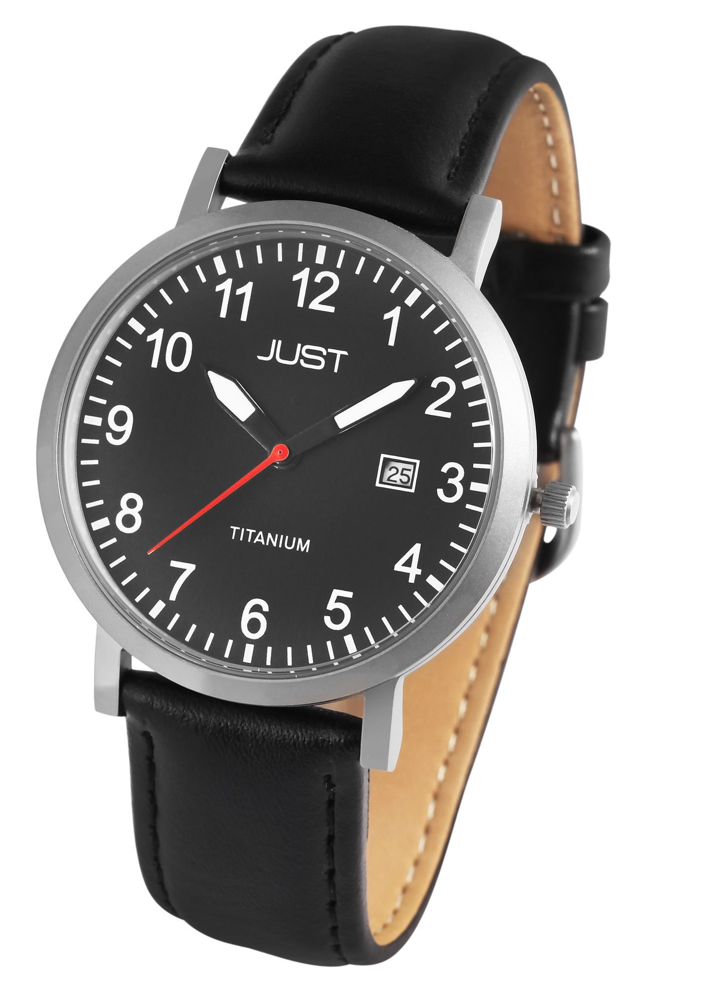 Just Titan Herrenuhr "Keenan" mit Echtlederband, 5 ATM, schwarz