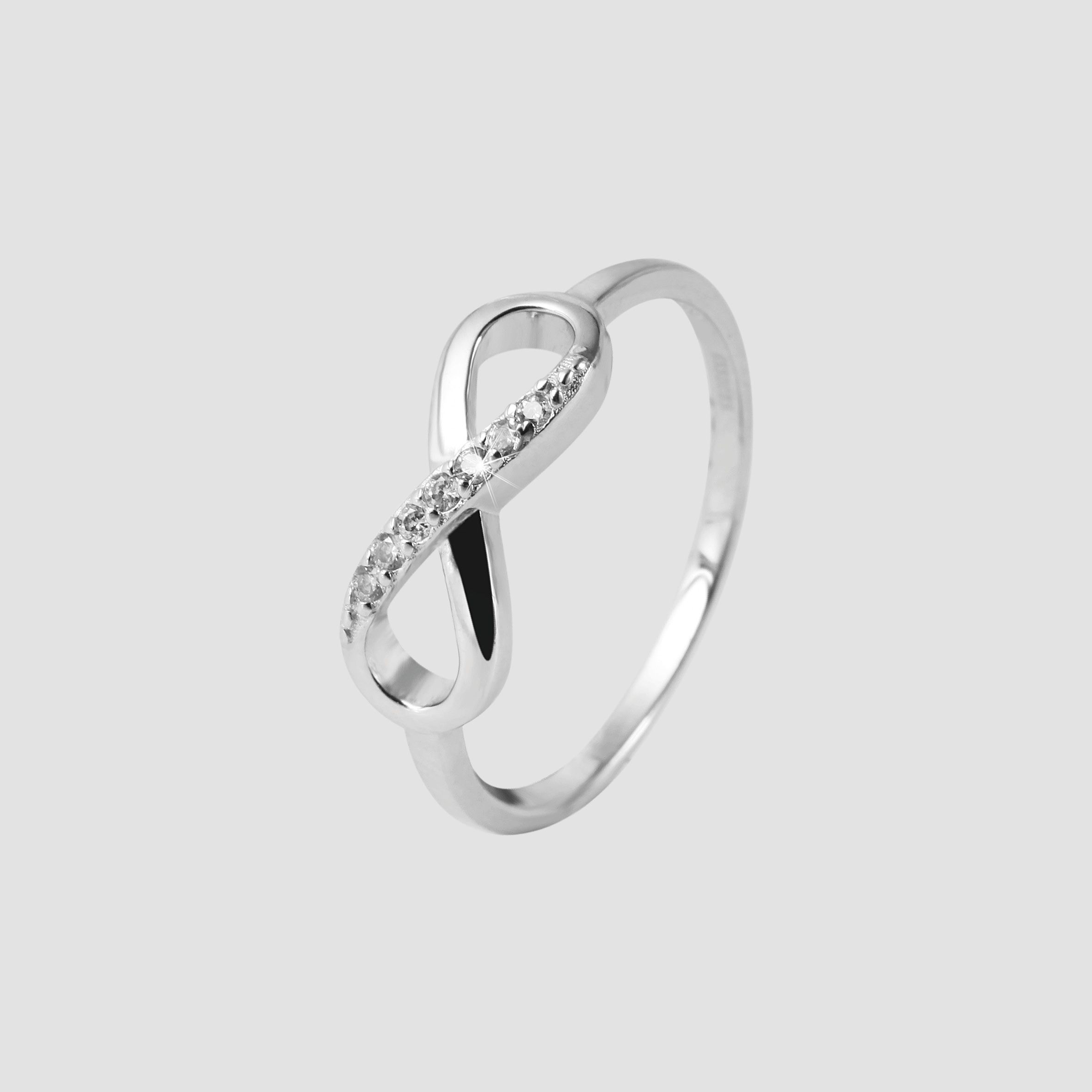 925 Echt Silber Ring, Infinity, Zirkoniabesatz, 925/rhodiniert, Gr. 54