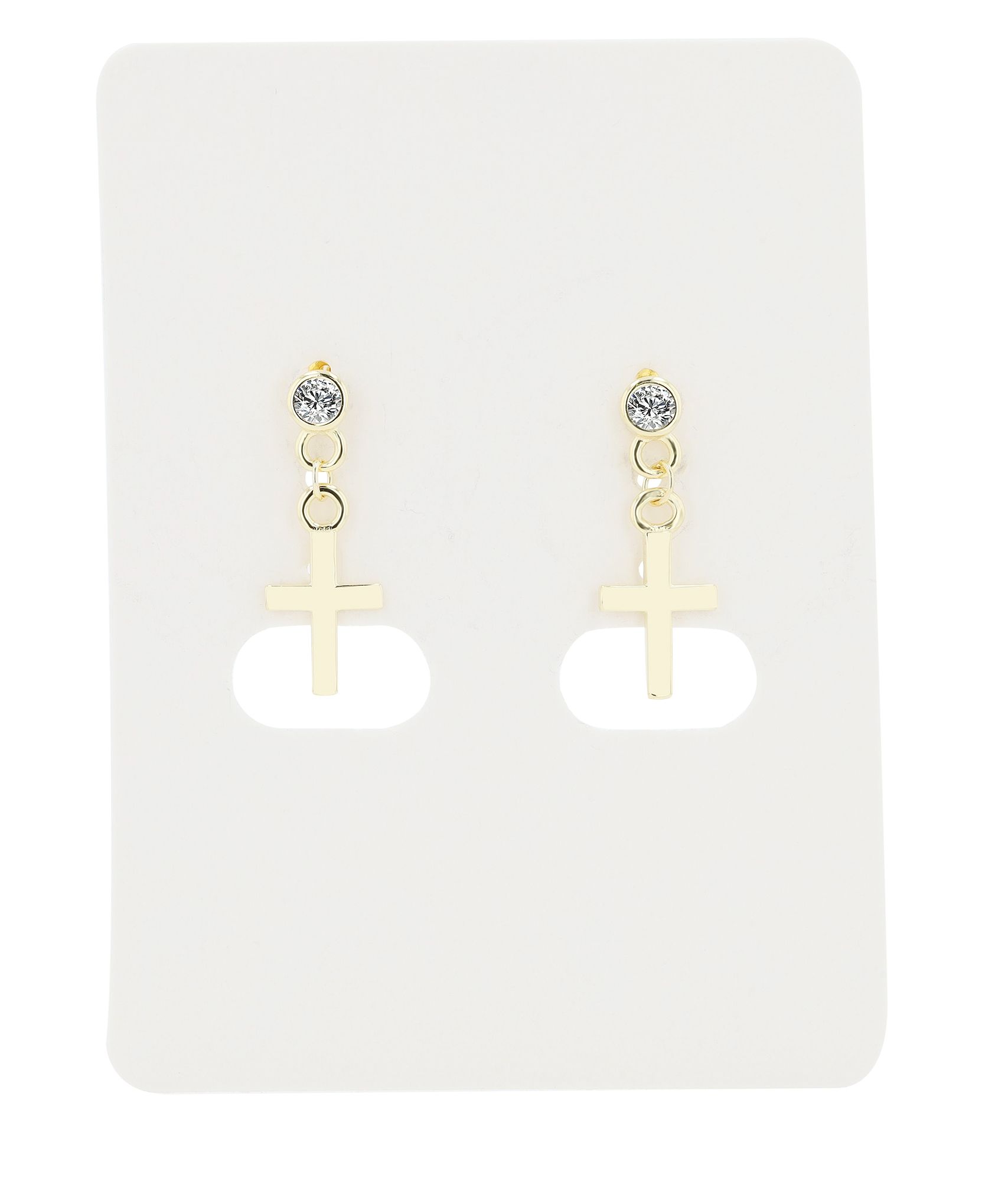 "Christmar" 925er Echt Silber Ohrstecker - Kreuz Anhänger, Zirkonia, vergoldet