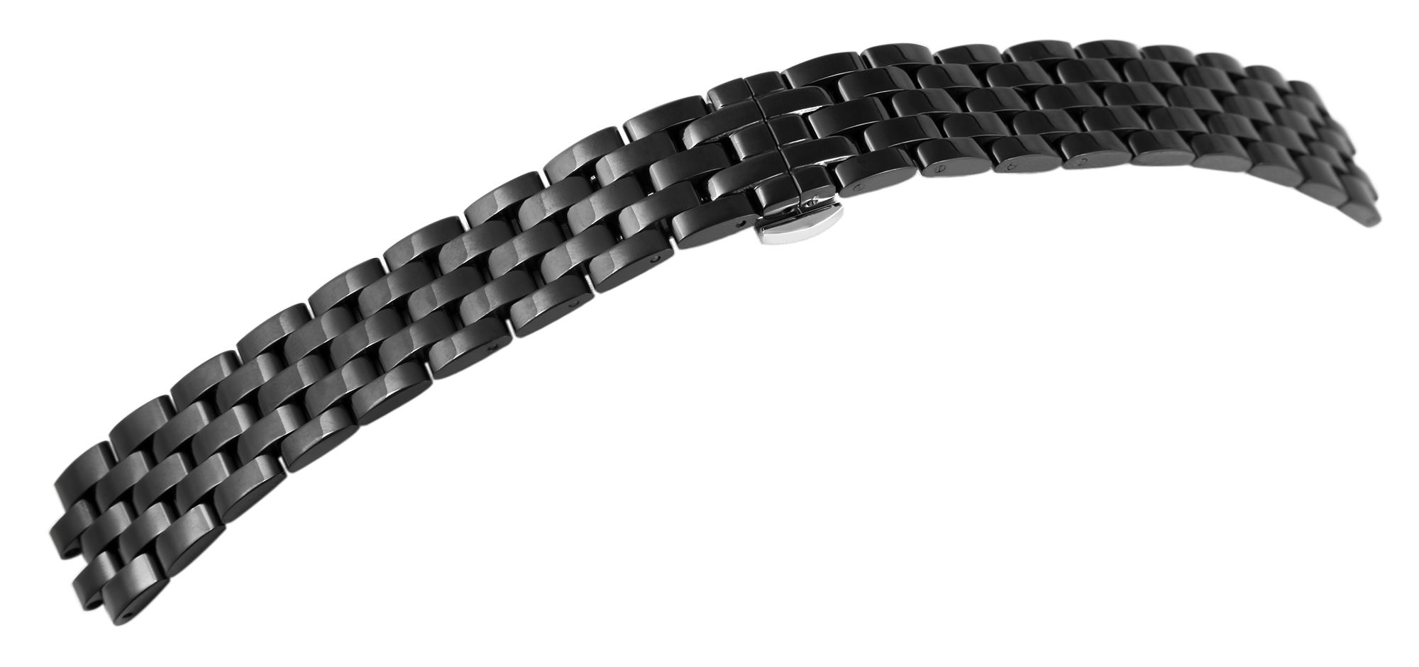 Edelstahl-Uhrenarmband, schwarz, Butterfly-Faltschließe, 18 mm