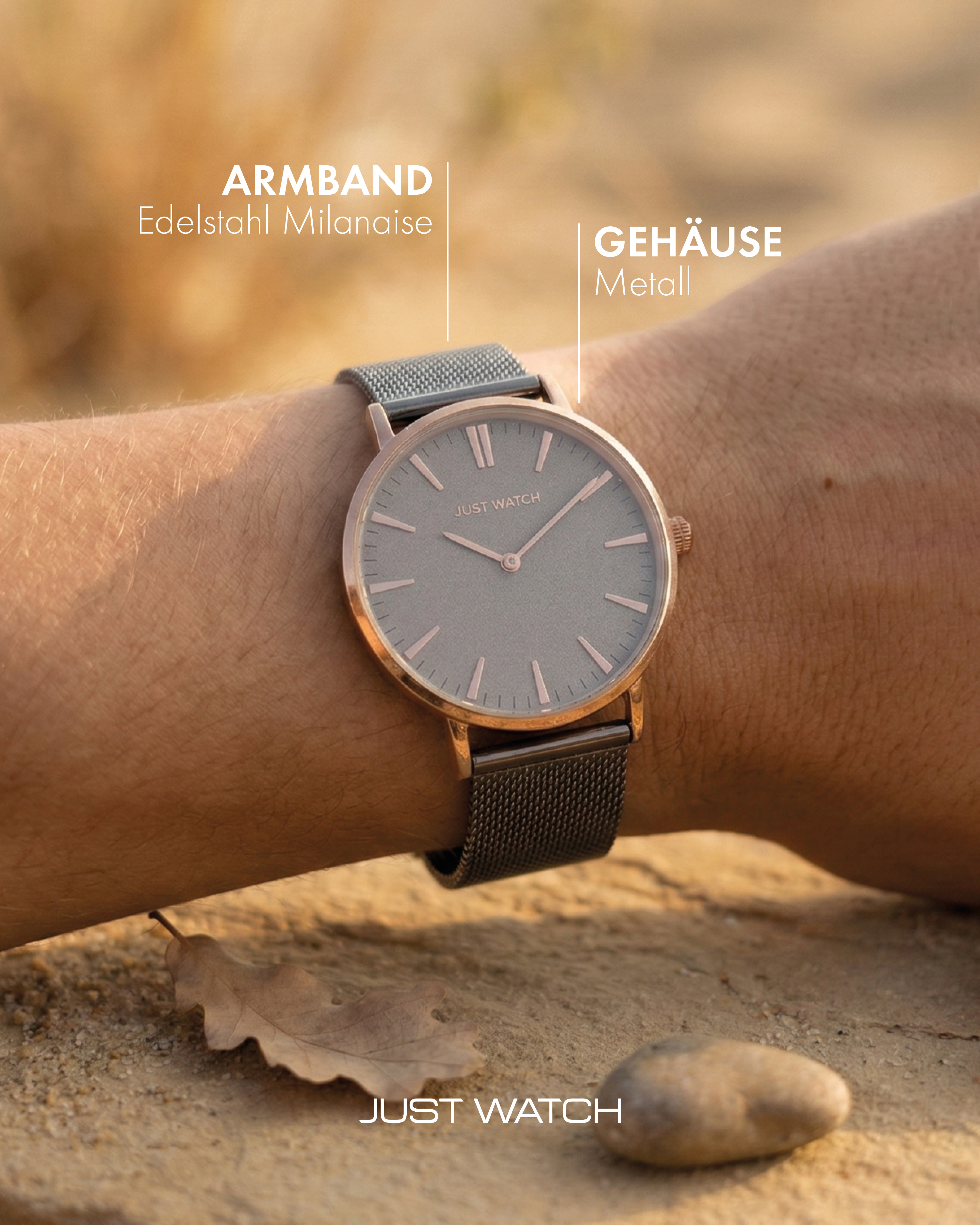 Just Watch analoge 2-Zeiger Unisex-Armbanduhr