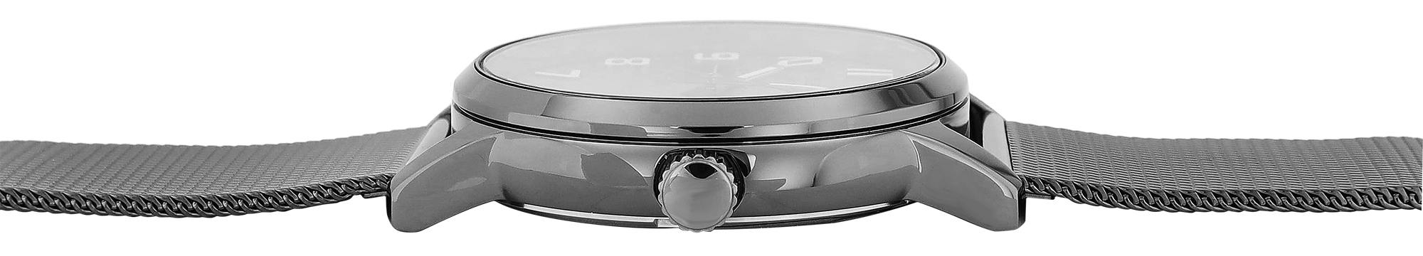 Just Watch Herrenuhr, "Marquis" mit Mesharmband, Edelstahl, Ø 43 mm, 5ATM, Grau/ Grün