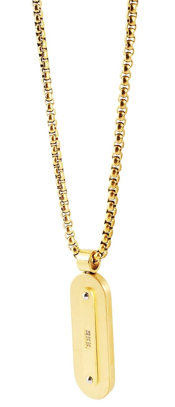 "Joshua" Edelstahlkette 60 + 5 cm mit Anhänger, goldfarben