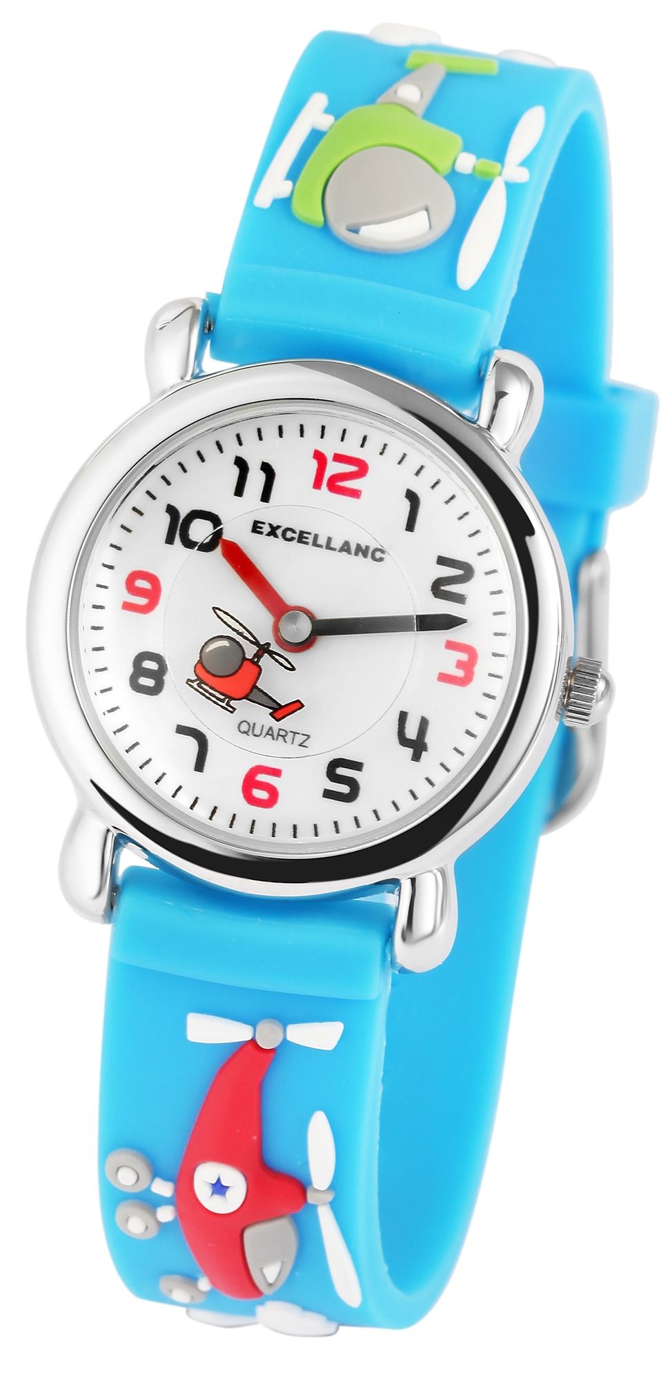 Excellanc Kinderarmbanduhr, Silikonarmband, silberfarben/blau