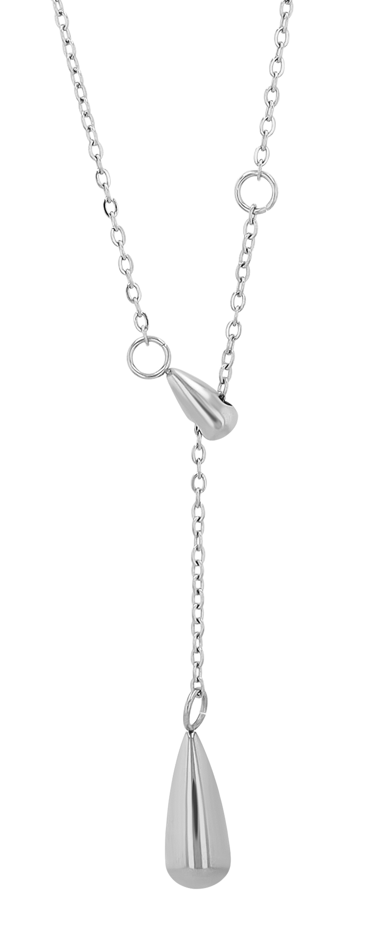 "Vittoria" Edelstahlkette mit variablen Anhänger, 47 - 51 cm + 5cm, silberfarben