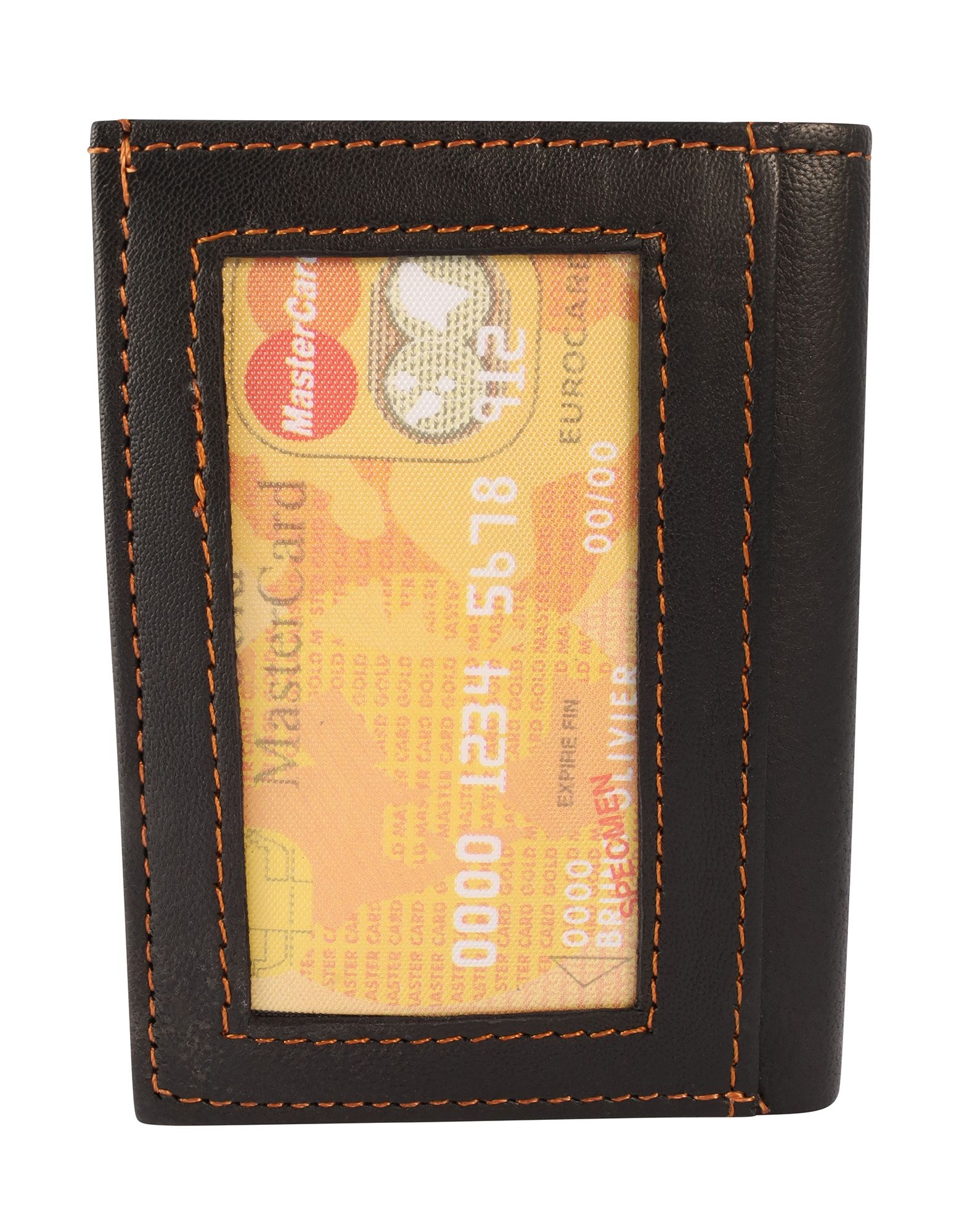 Steinmeister Mini-Geldbörse aus Echtleder, Hochformat, schwarz/braun