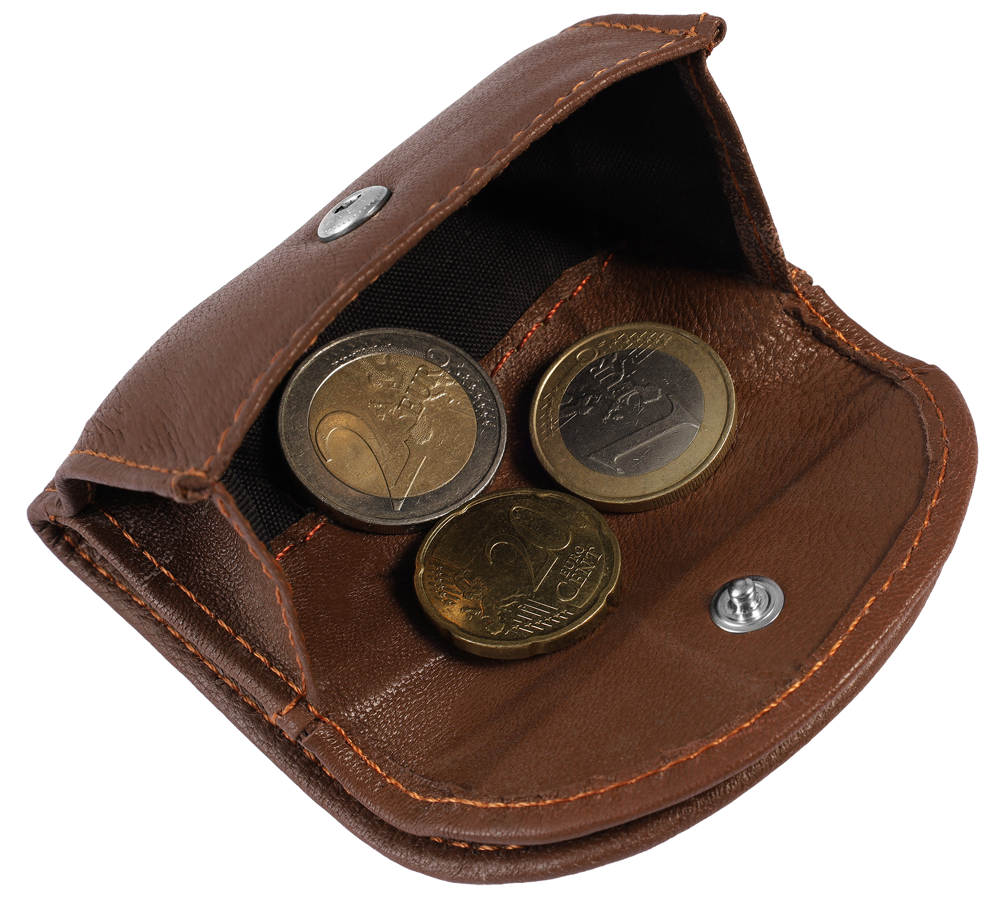 Excellanc Mini-Geldbörse aus Echtleder, Querformat, braun