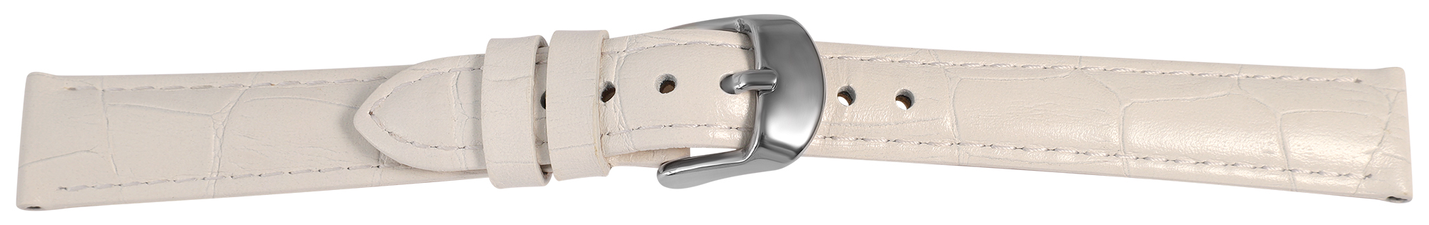 Uhrenarmband aus Echt Leder, Kroko-Optik, weiß, 14 mm