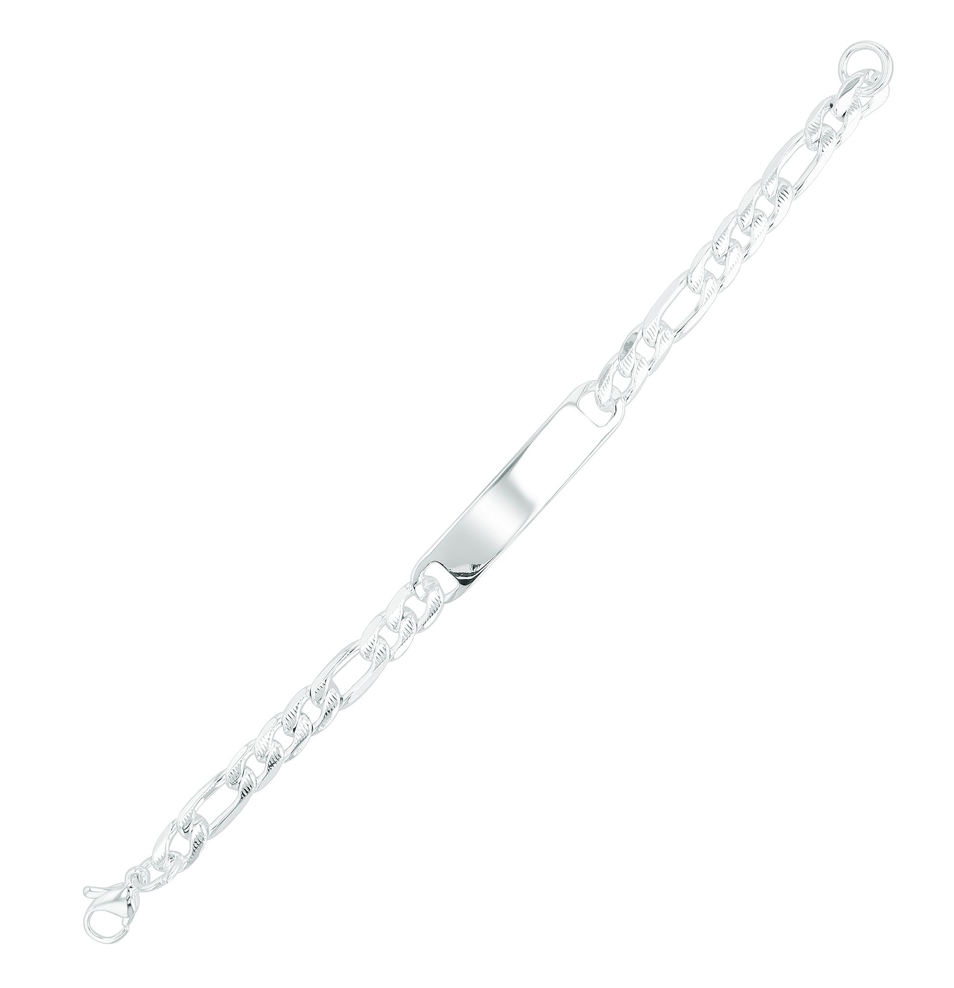 Akzent Figaroarmband mit Gravurplatte, Edelstahl, 18 cm, versilbert