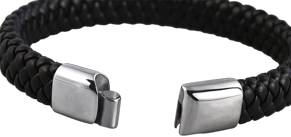 "Bendiks" Echtlederarmband mit Magnetschließe, 22 cm, schwarz