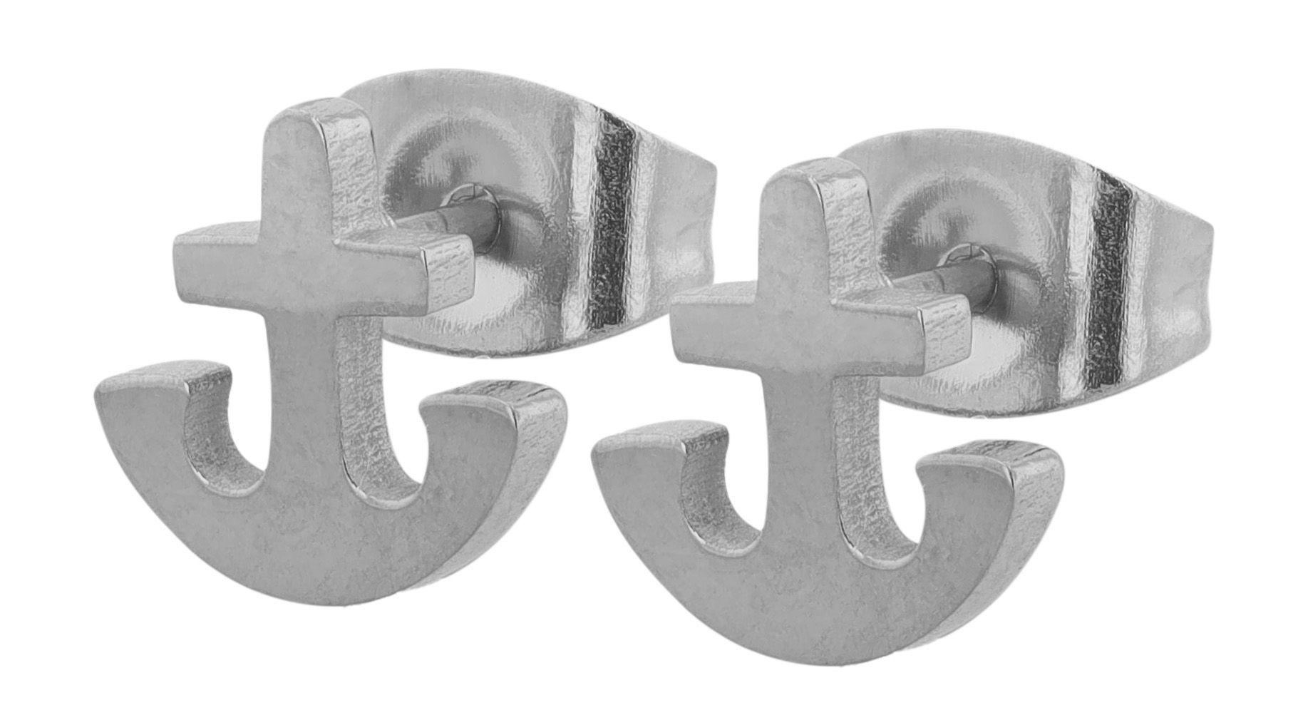 Akzent Ohrstecker "Talon" aus Edelstahl, maritim, 8 x 8 mm, silberfarben