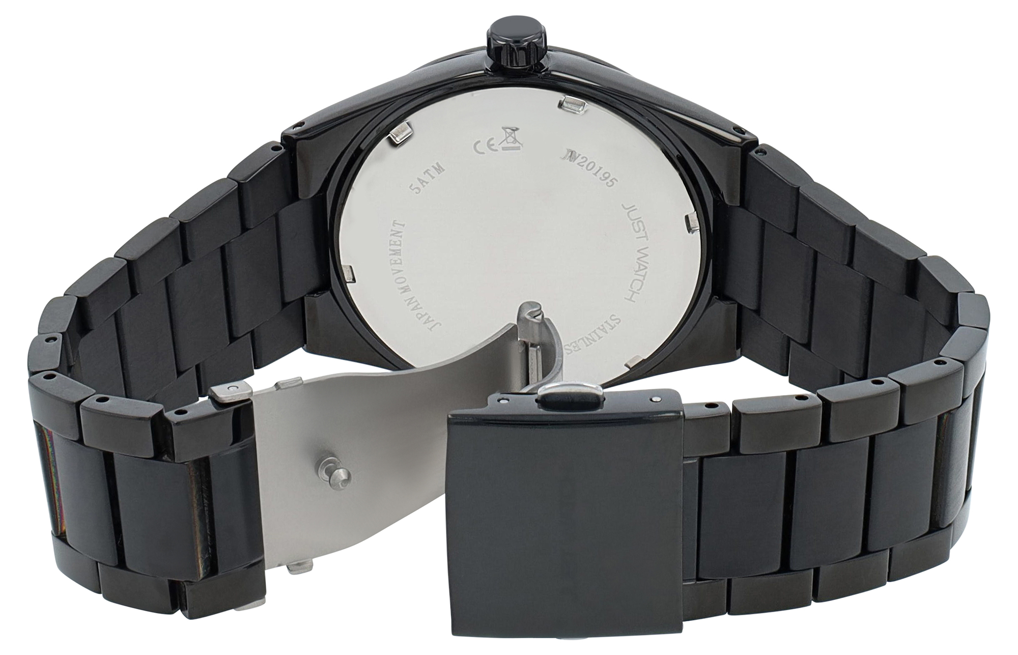 JUST WATCH Herrenuhr "Lukas" mit Edelstahlband, schwarz/beige, 5 ATM