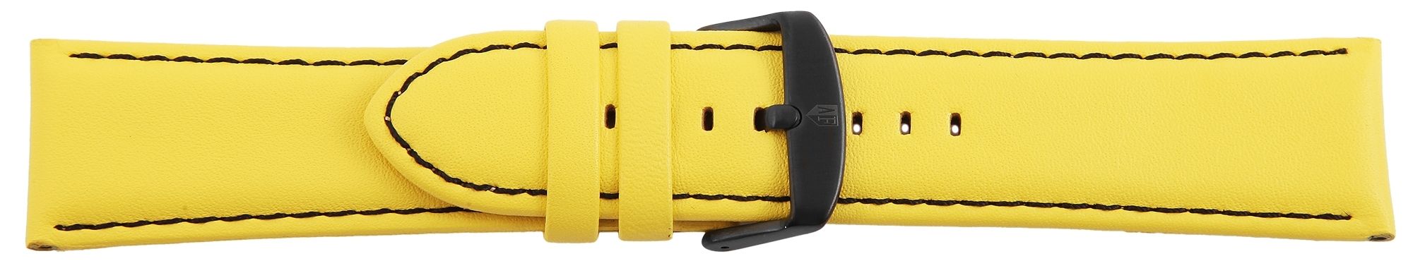 Echtleder-Uhrenarmband, gelb, schwarze Naht, 26 mm