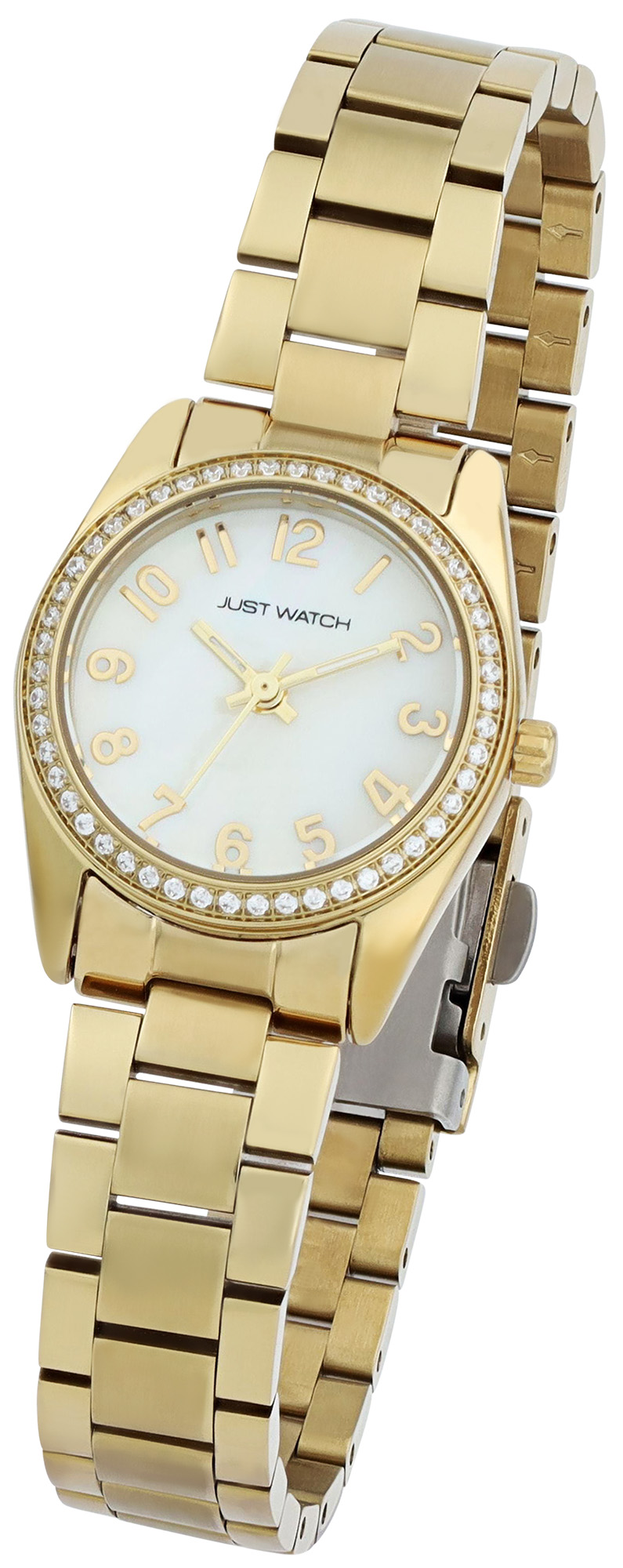 JUST WATCH Damenuhr "Gerda" mit Edelstahlarmband, Ø 26 mm, goldfarben/Perlmutt, 5 ATM