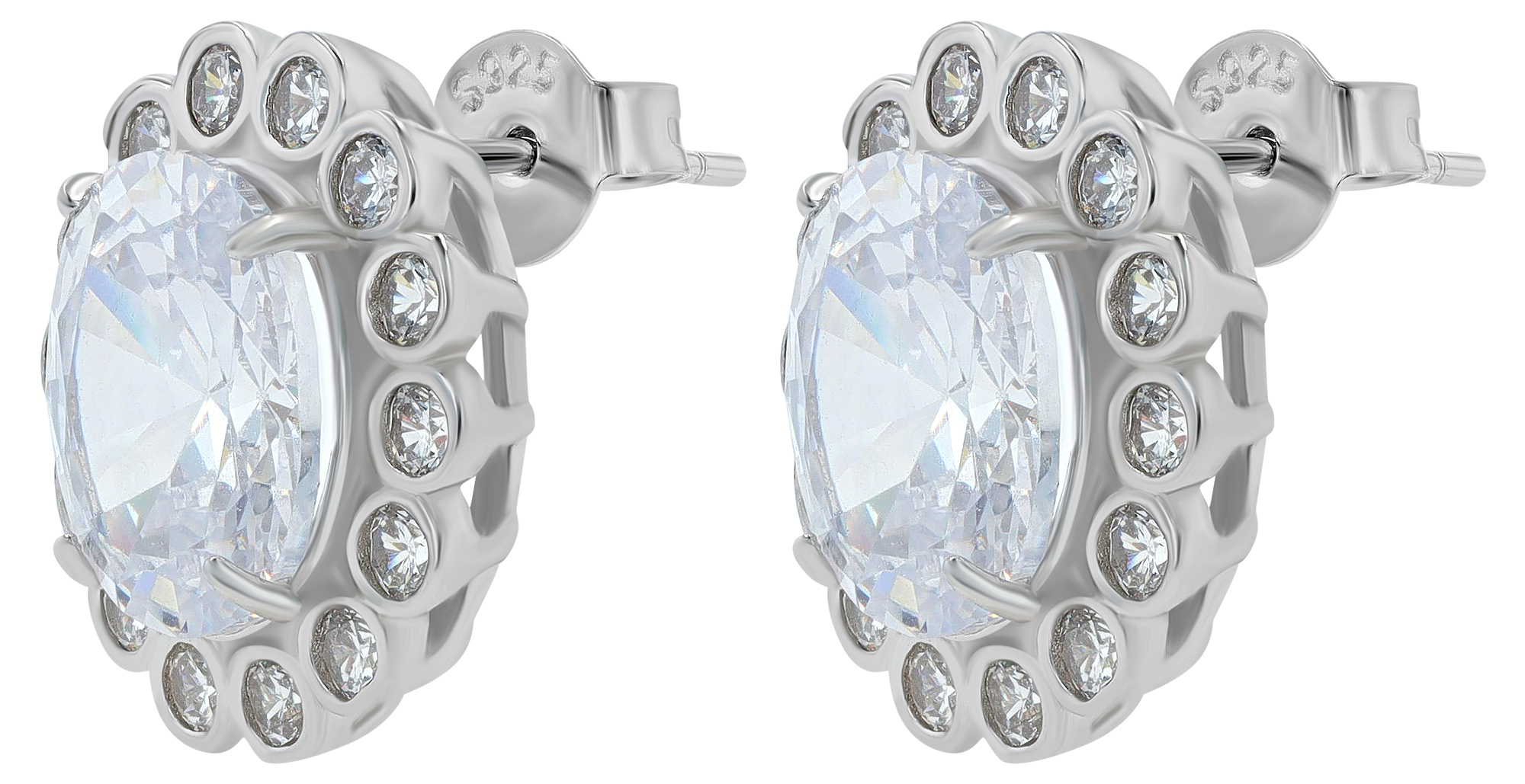 "Effie" 925/- Echt Silber Ohrstecker, Zirkon, rhodiniert