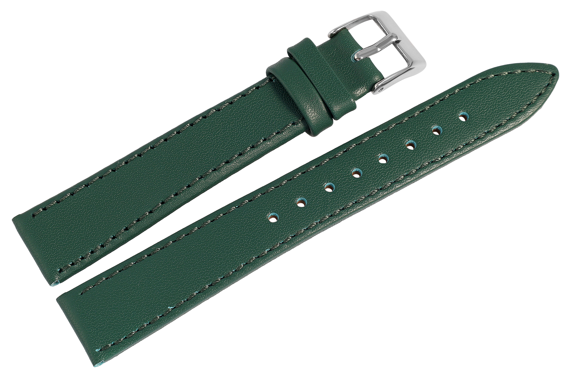 Echtleder-Uhrenarmband "super-soft", grün, Naht,14 mm