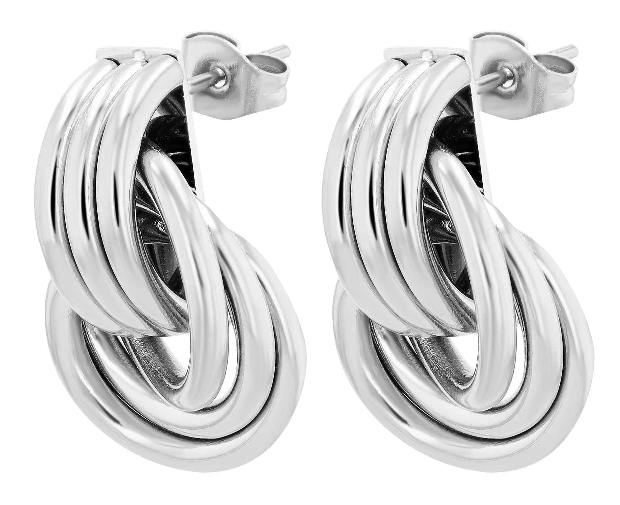 "Luisa" Edelstahl Ohrstecker, silberfarben, verschlungene Ring-Form