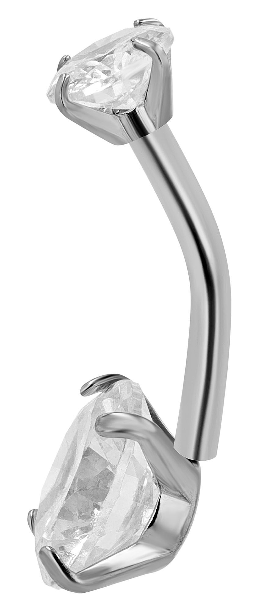 "Dasha" 316L Edelstahl-Messing Bauchnabelpiercing, Zirkoniabesatz, Stabstärke 1,6 mm/ Länge 11 mm