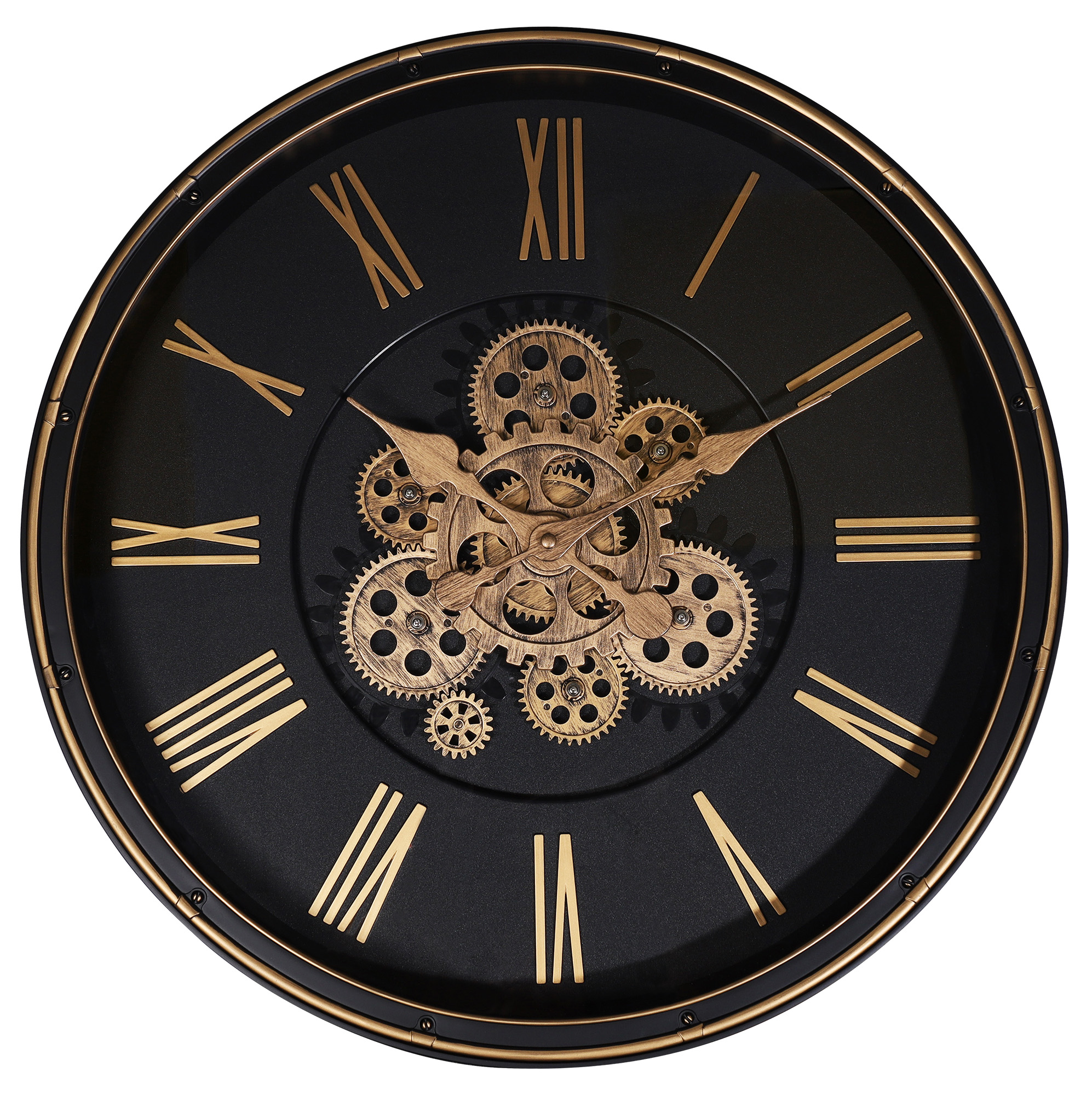 Skelett-Wanduhr im Industrial-Vintage-Look, Ø 50,5 cm, schwarz/ rosegoldfarben