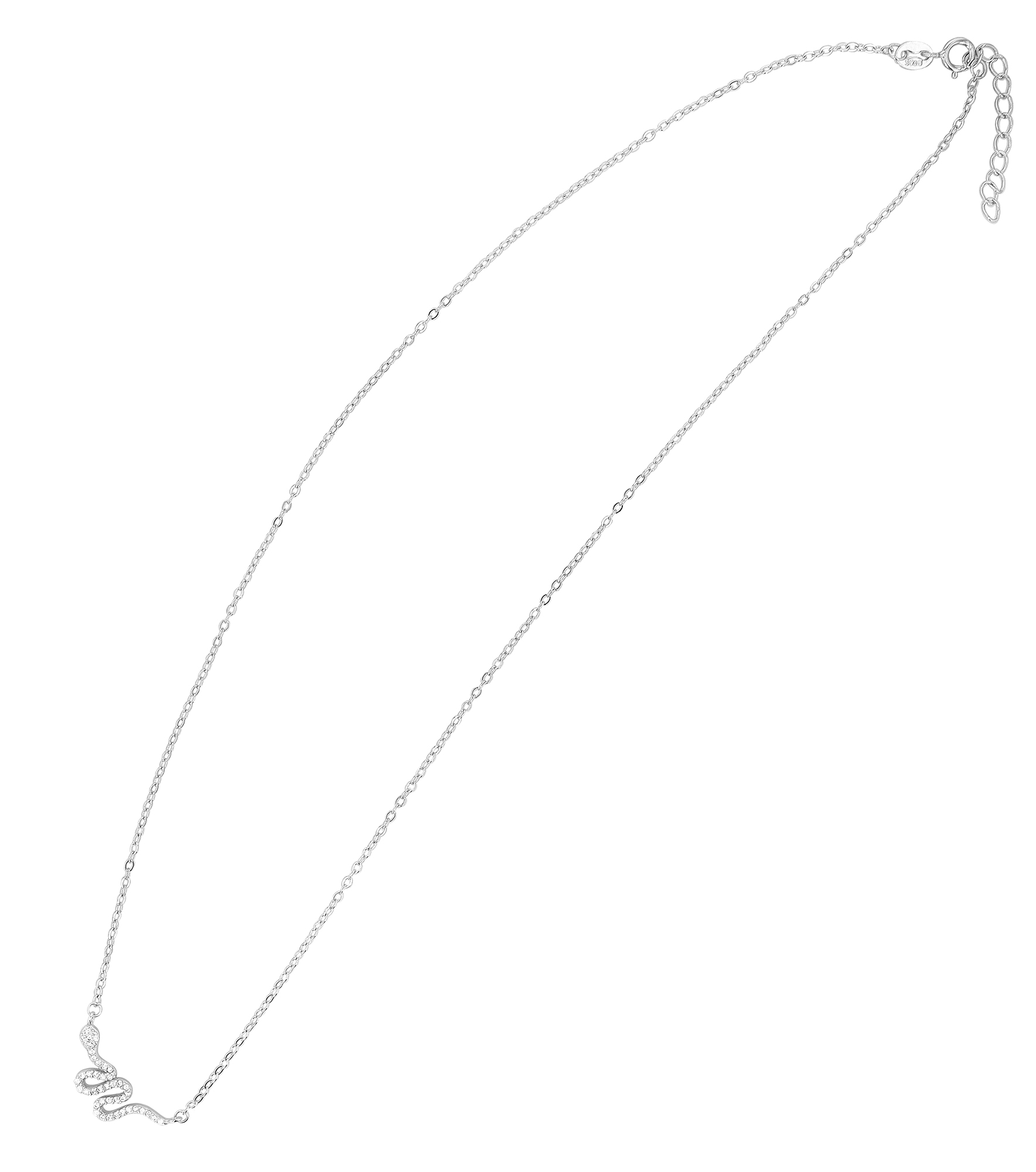 "Hylja" 925/- Echt Silber Kette mit Anhänger, silberfarben, Schlange, Zirkonia, 42 + 3 cm