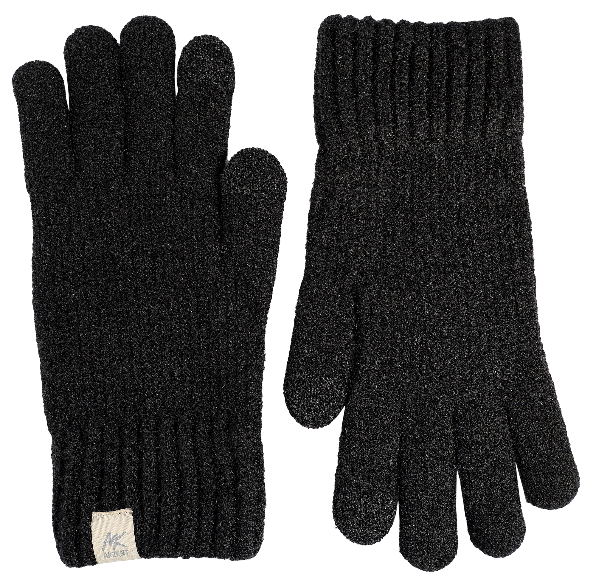 Herren-Handschuhe, Gr M, schwarz, Touch-Finger, 100% Polyester, VE-4