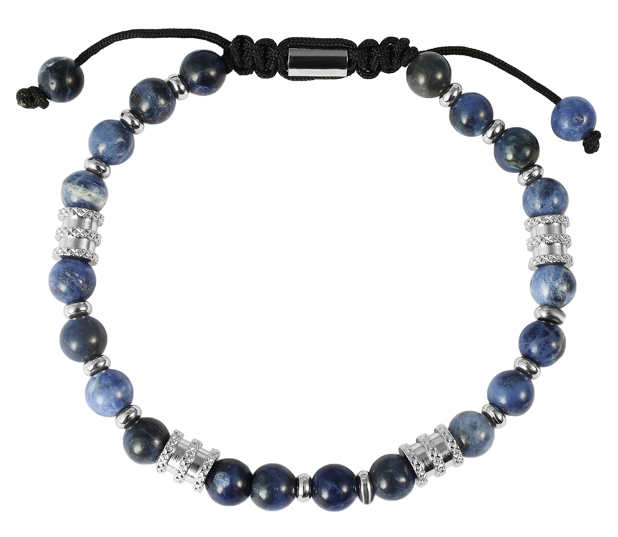 "Svend" - Kugelarmband mit Natursteinen "Sodalith" und Edelstahlelementen