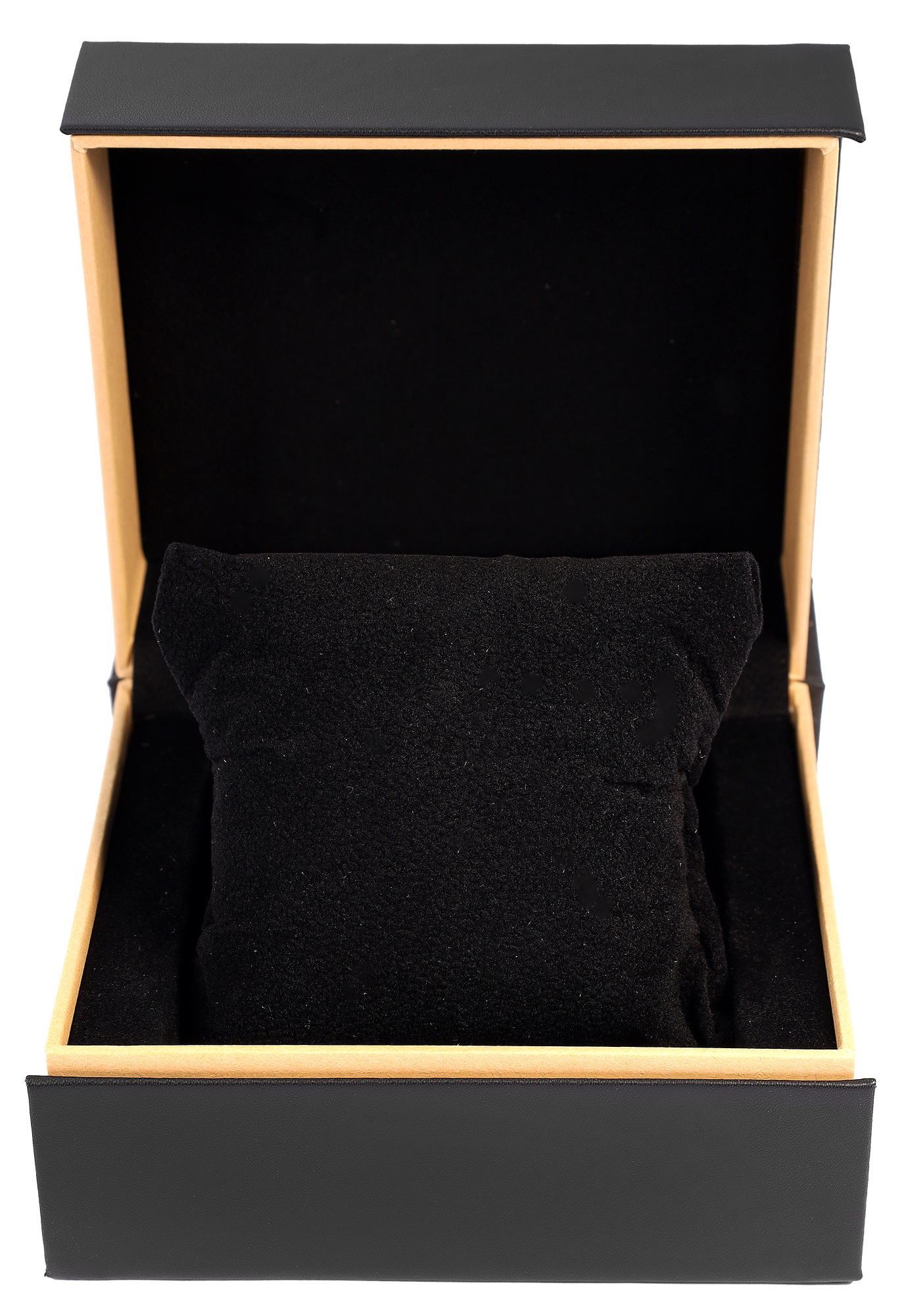 Uhrenbox für eine Uhr, Samt-Kissen , 12,6 x 11 x 8 cm, schwarz/ beige