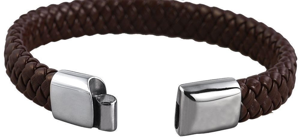 Akzent geflochtenes Echtlederarmband mit Magnetschließe, braun