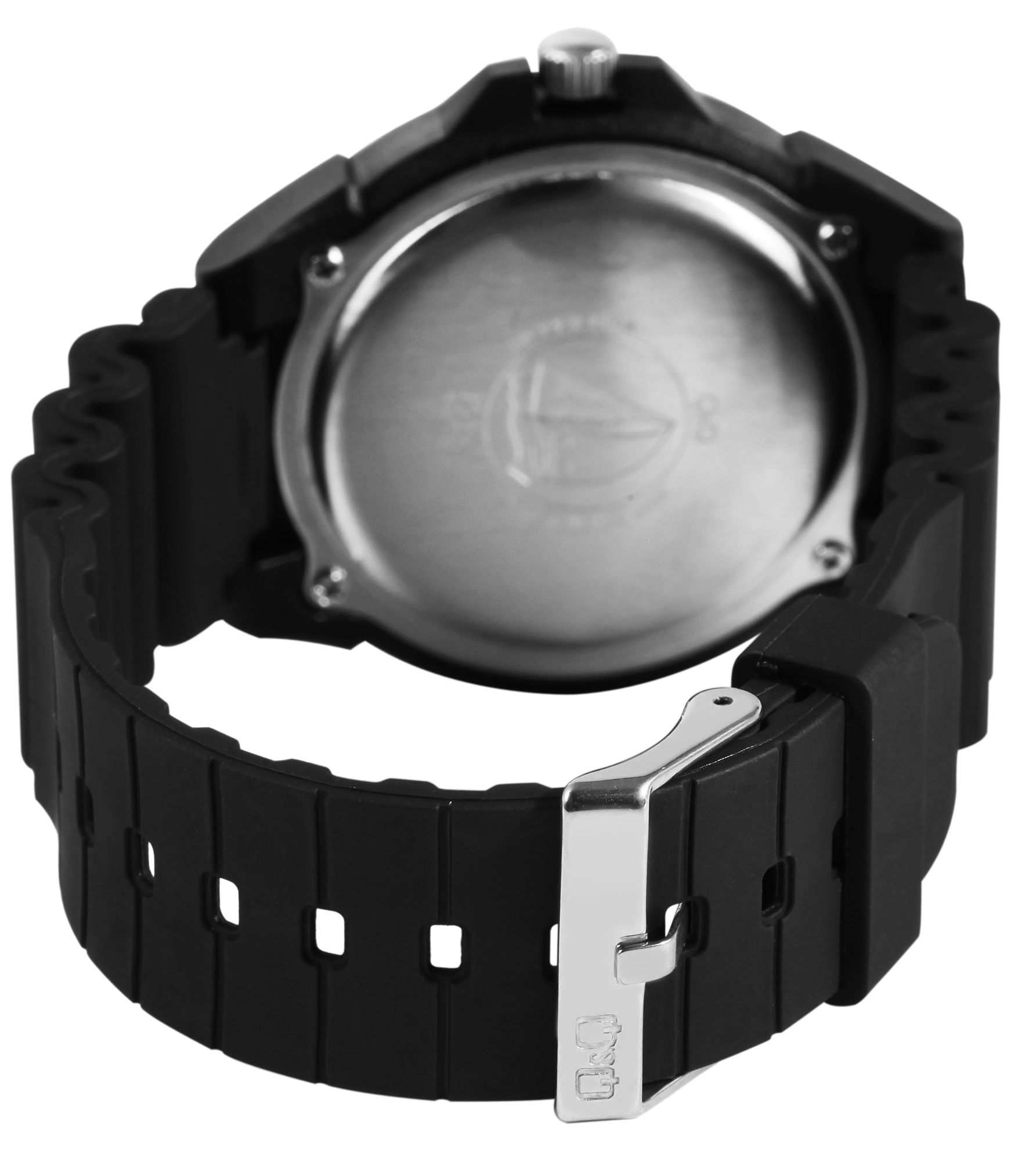 Q&Q Herrenuhr mit Resinband, Ø 43 mm, schwarz (gelb)