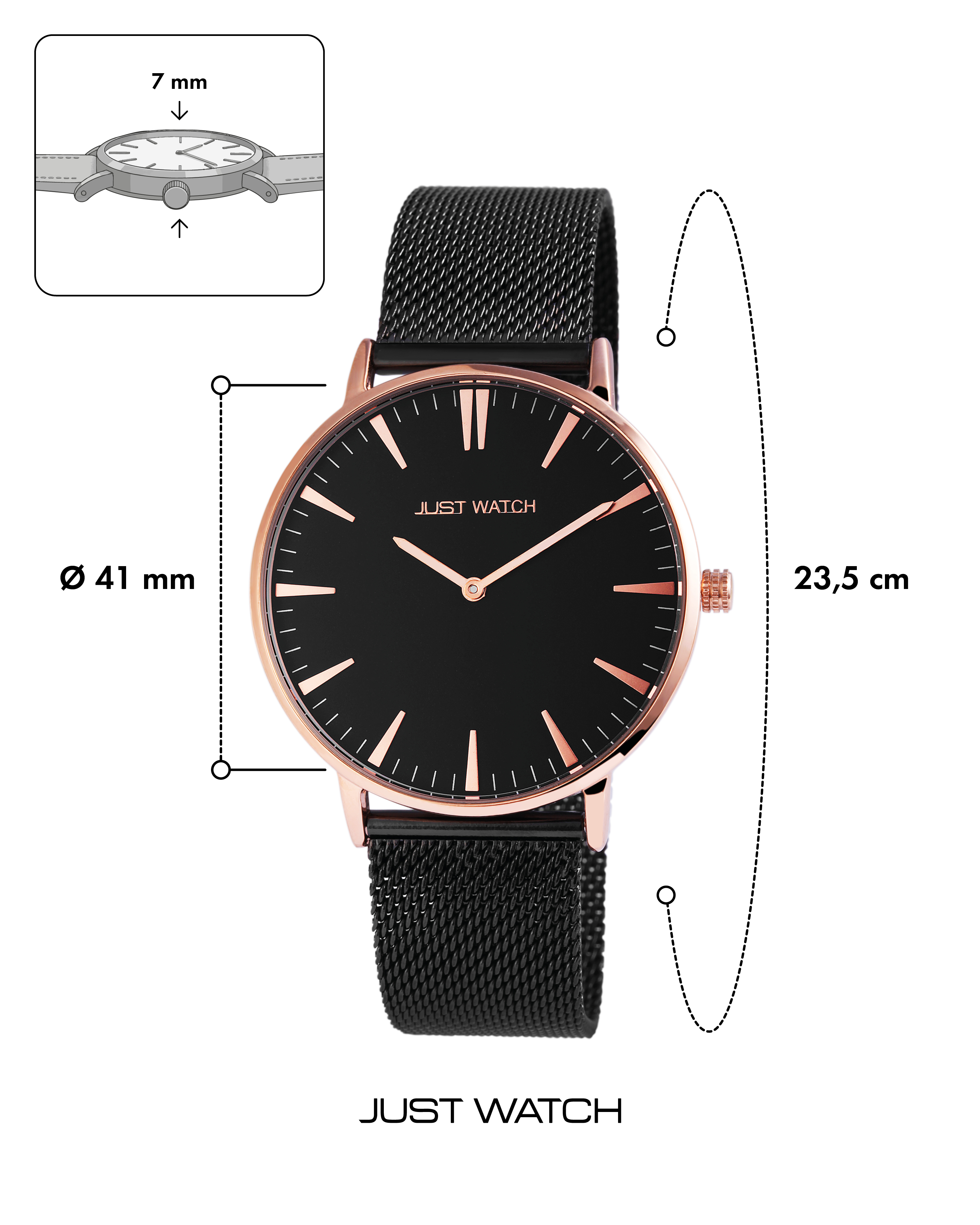 Just Watch analoge 2-Zeiger Unisex-Armbanduhr