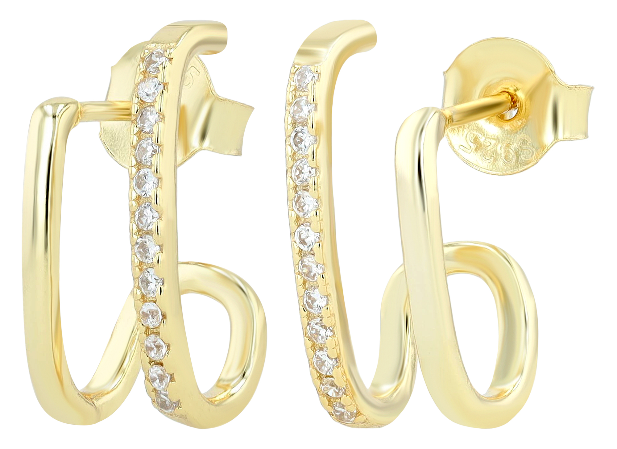 "Luisa" 925/- Echt Silber Halbcreole, Zirkonia, Zirkonia, vergoldet