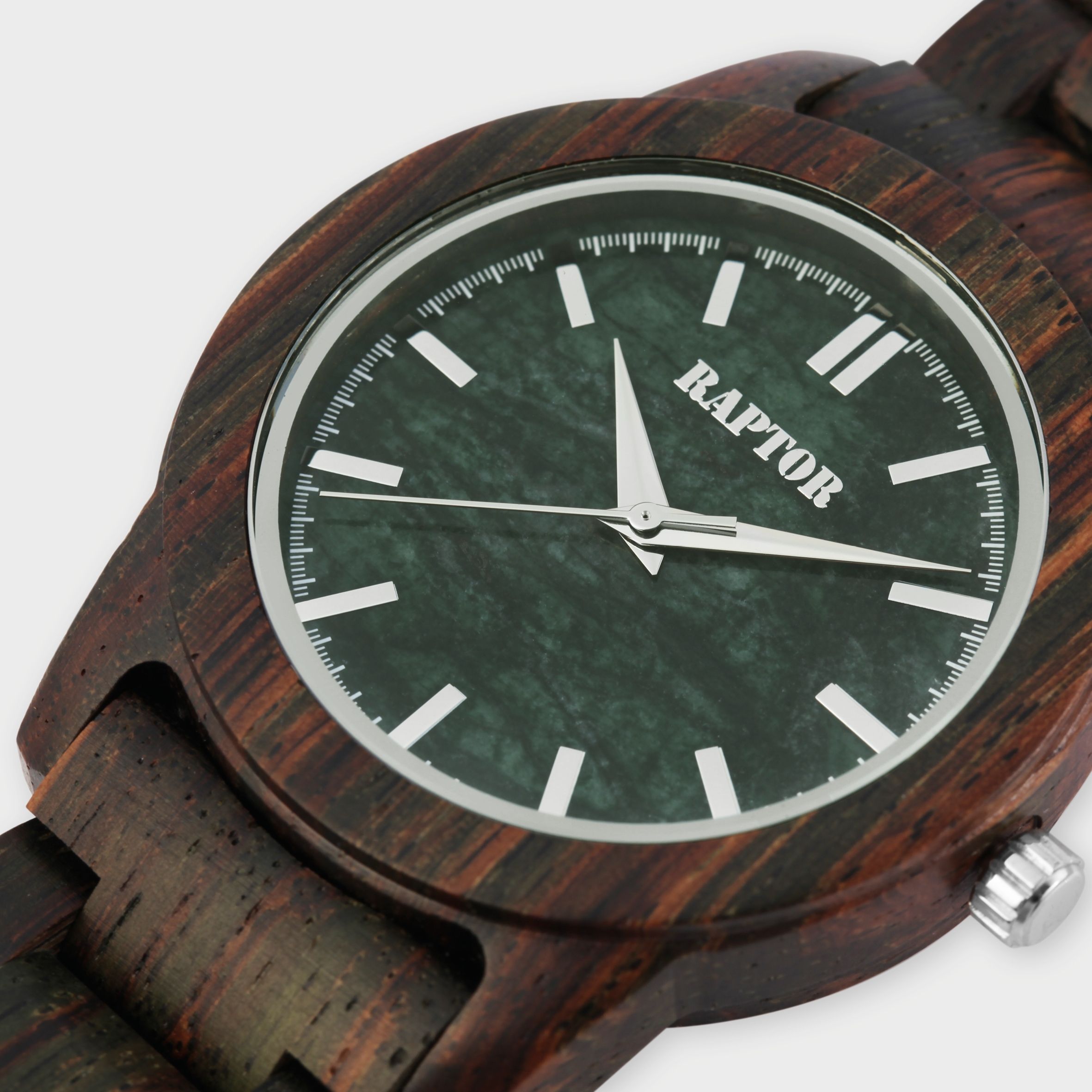 Raptor Herrenarmbanduhr "Elementary" aus grünlichem Eichenholz