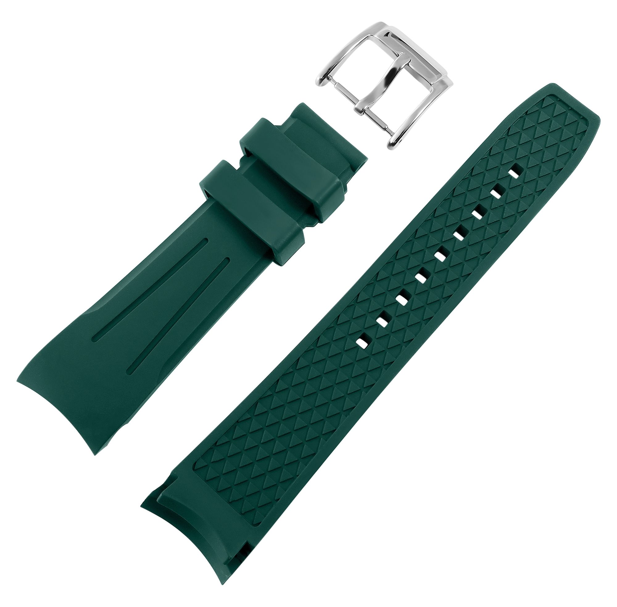 FKM Kautschuk-Uhrenarmband, Dornschließe, 20 mm, dunkelgrün, (FKM= Fluorelastomer-Kautschuk)
