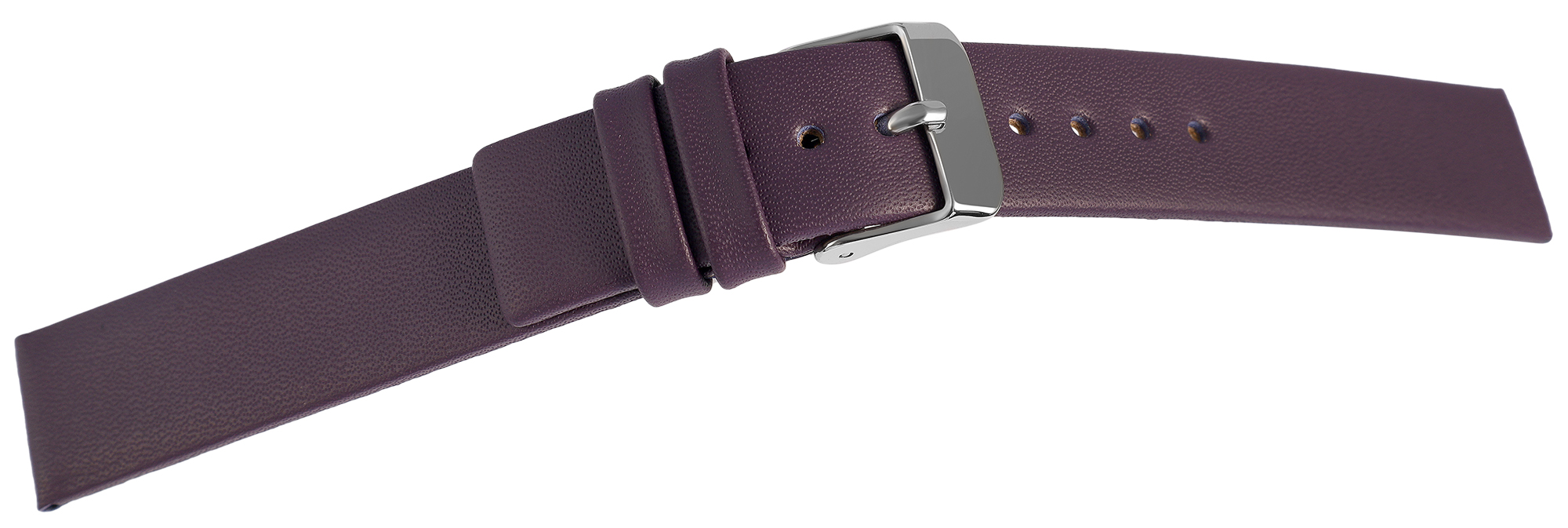 Echtleder-Uhrenarmband, nahtlos, lila, 20 mm