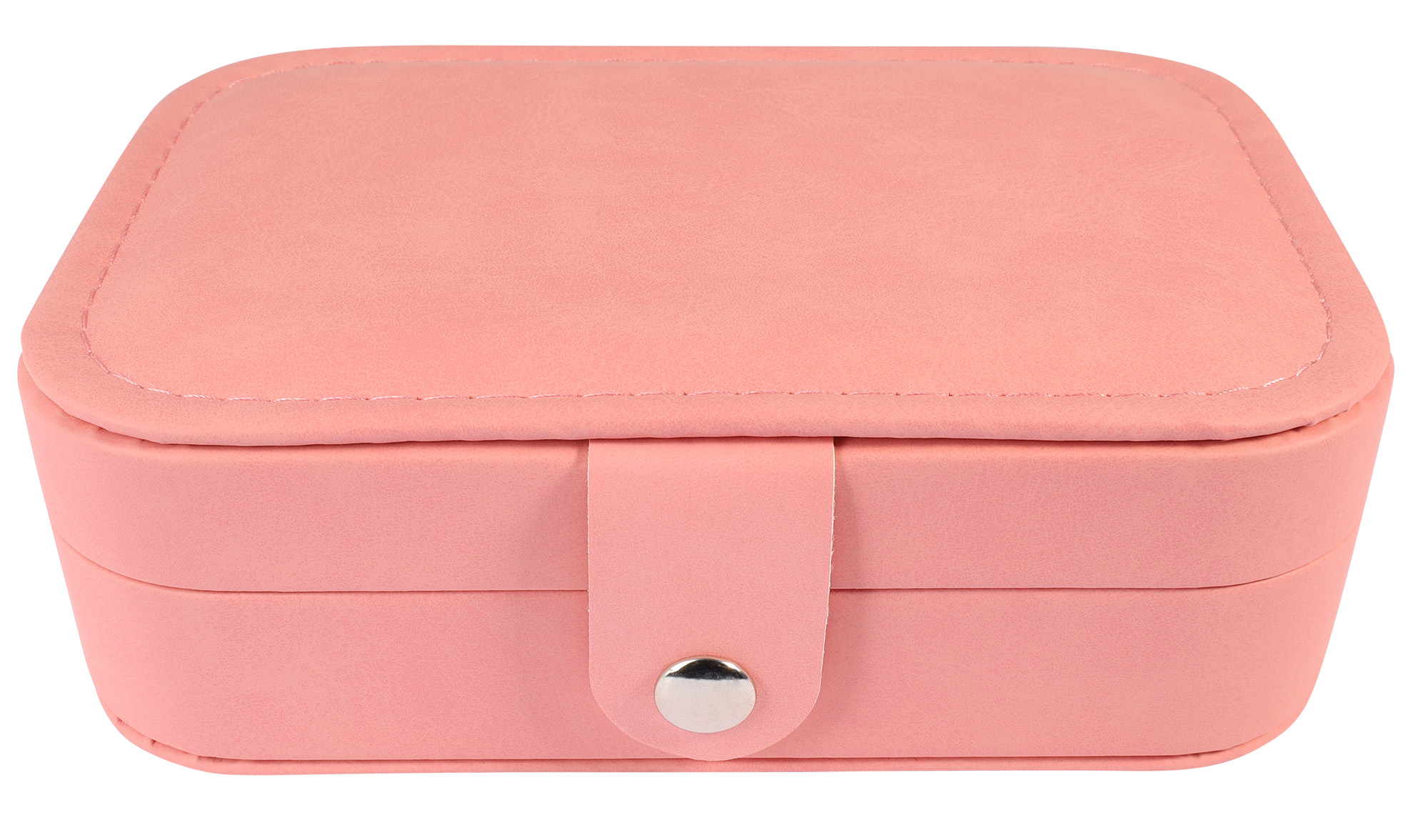 Aufbewahrungsbox für Schmuck, Lederimitat, mit Spiegel, pink