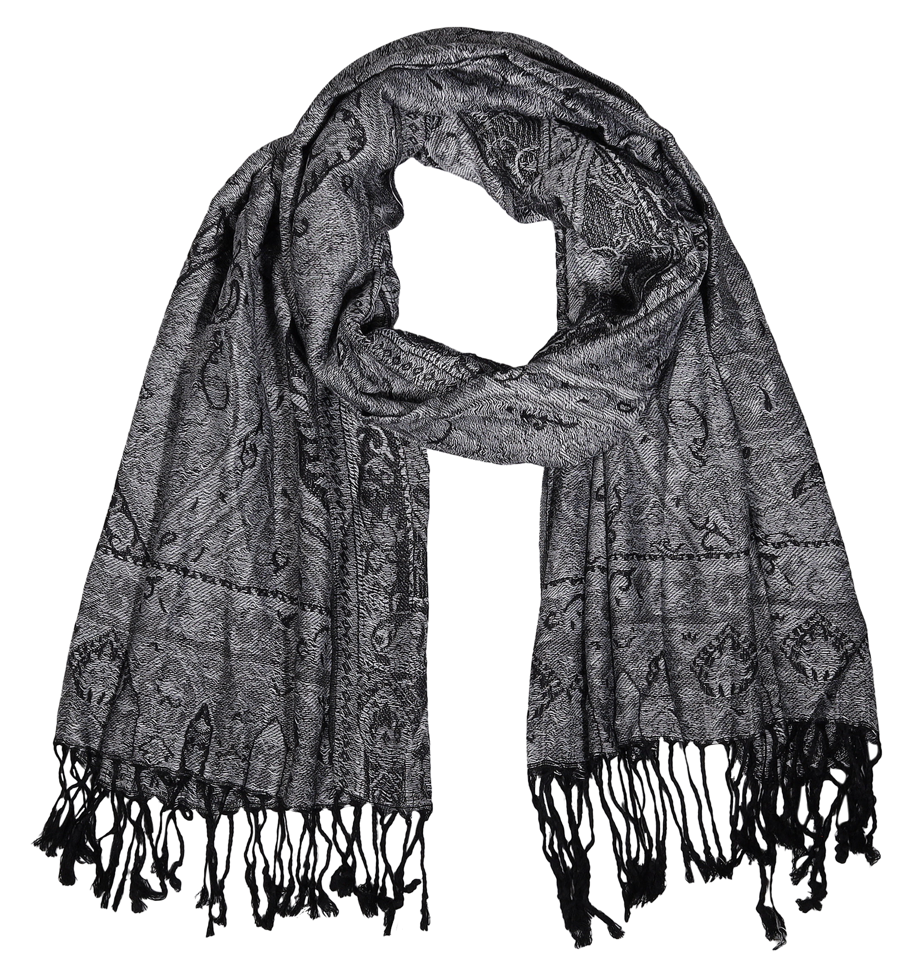 Schalpaket, 100% Viskose, VE 4, Paisley-Muster - schwarz/ grau
