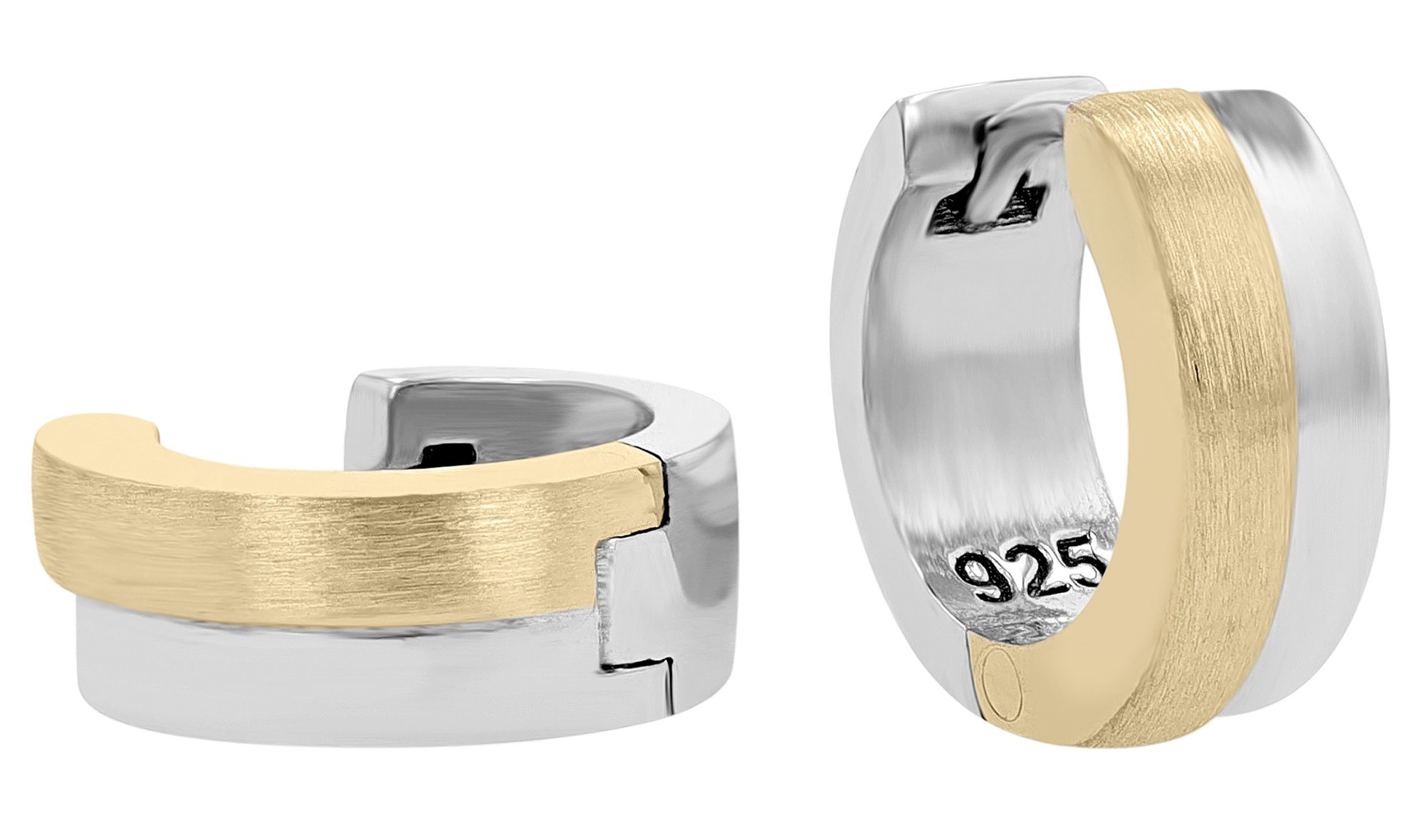 925/- Echt Silber Klapp-Creolen "Clavel", rhodiniert, bicolor