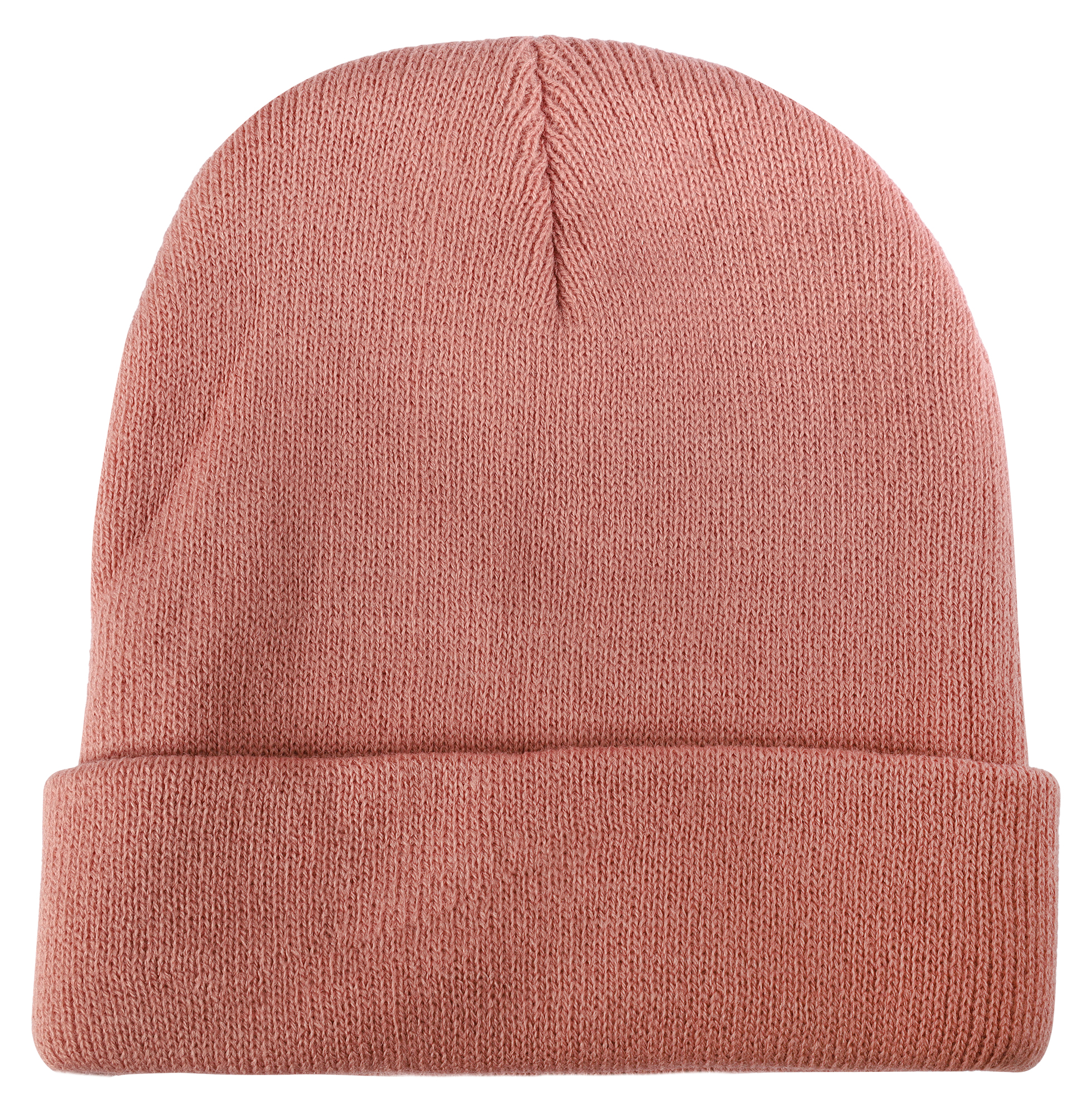 Akzent Strickmütze/ Beanie mit Umschlag, 100% Acryl, 4-VE, altrosa