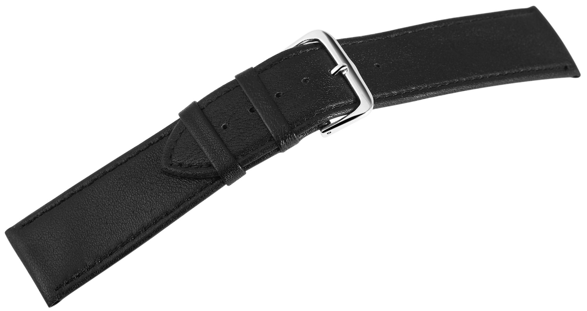 12er Set Echtleder-Uhrenarmband in schwarz, 24 mm
