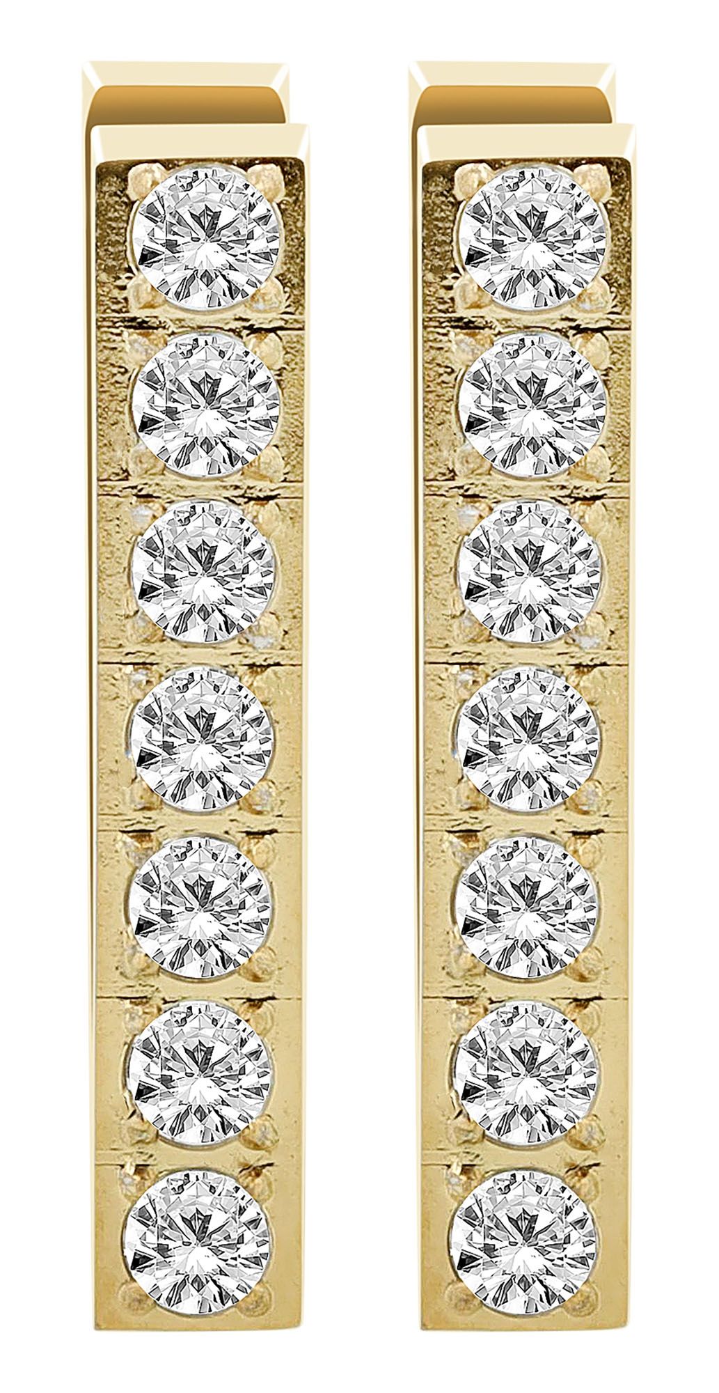 "Talli" Edelstahl Klapp-Creolen - eckig mit Besatz, goldfarben