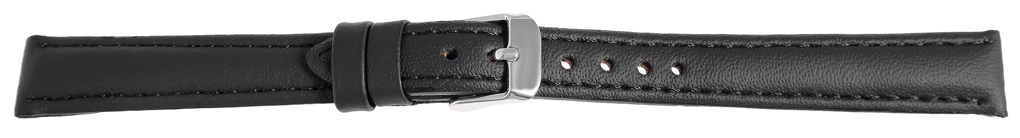 Echtleder Uhrenarmband, schwarz, gepolstert, VE-6
