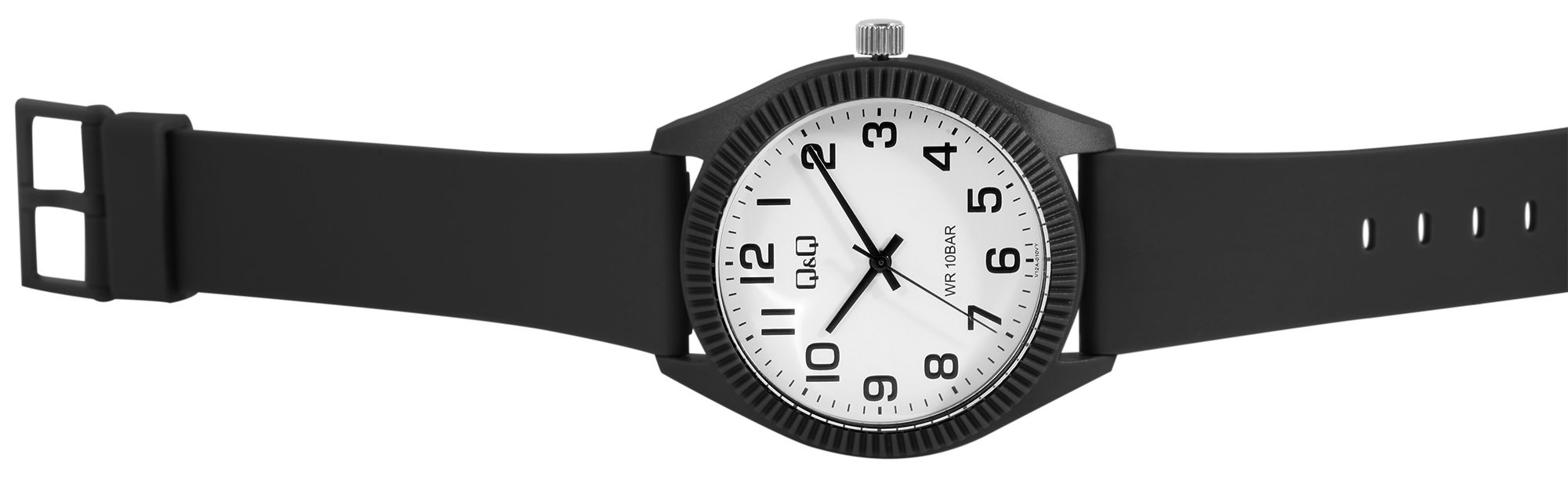 Q&Q Herrenuhr, Silikonarmband, Ø 41 mm, schwarz/ weiß