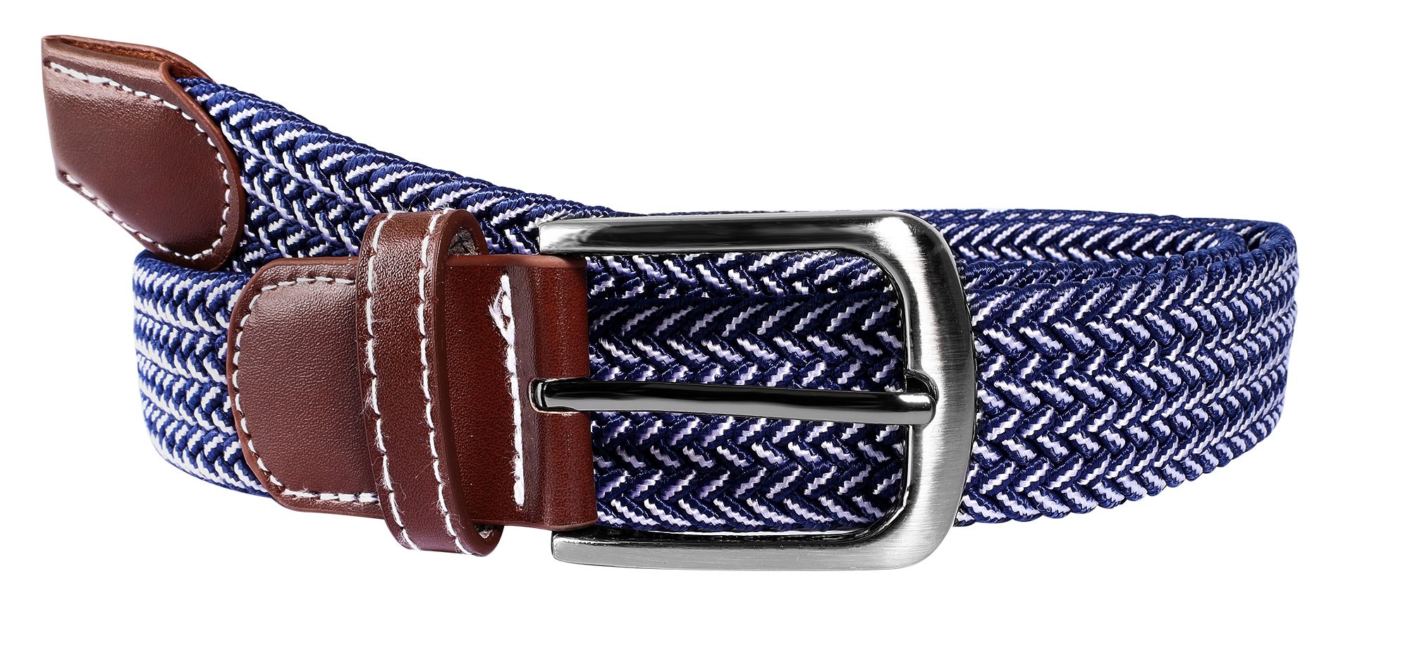 Textilgürtel geflochten (blau/ weiß), Länge 100 cm (S)