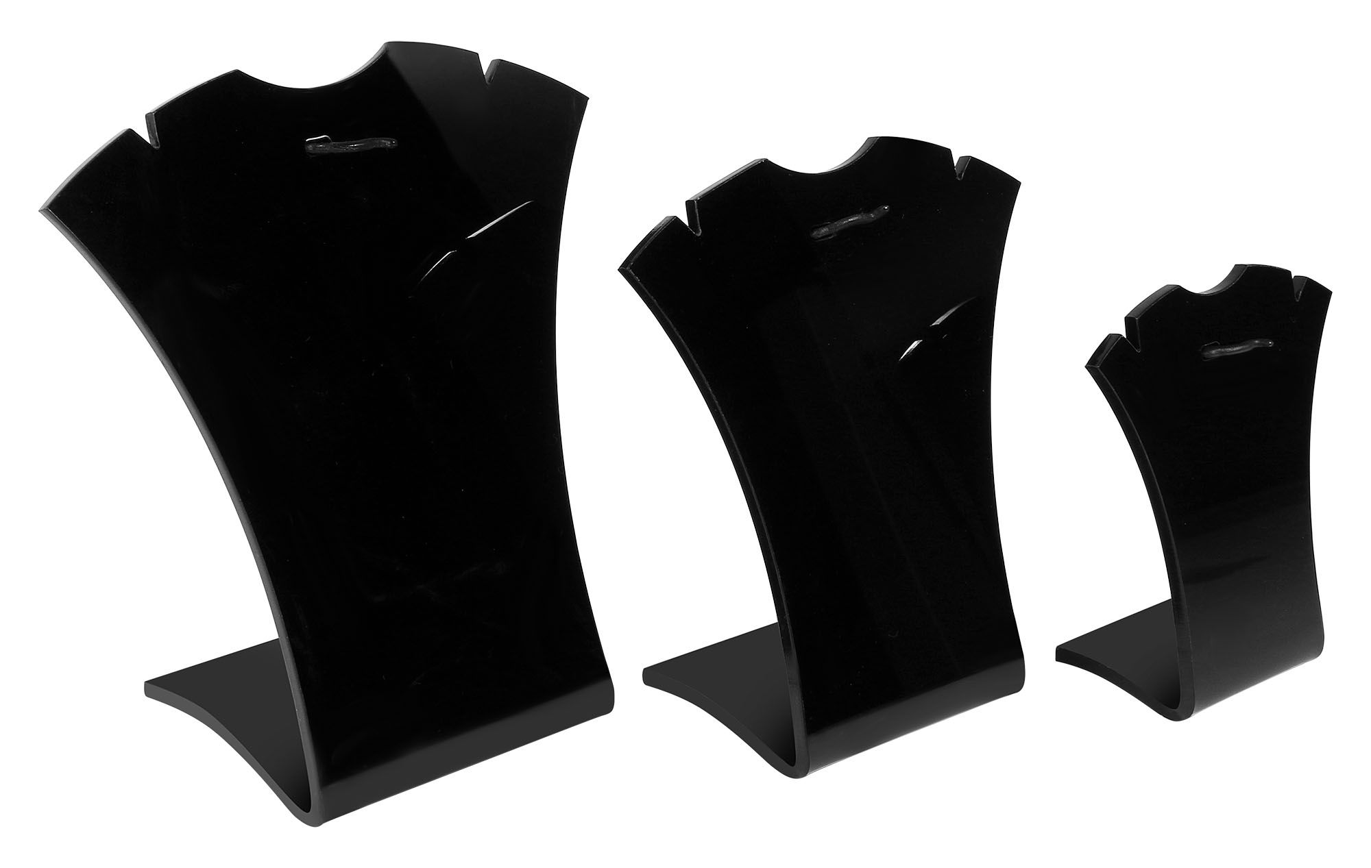 Acryl Aufsteller für Ketten (Dekoserie Glossy), 3er Set , schwarz