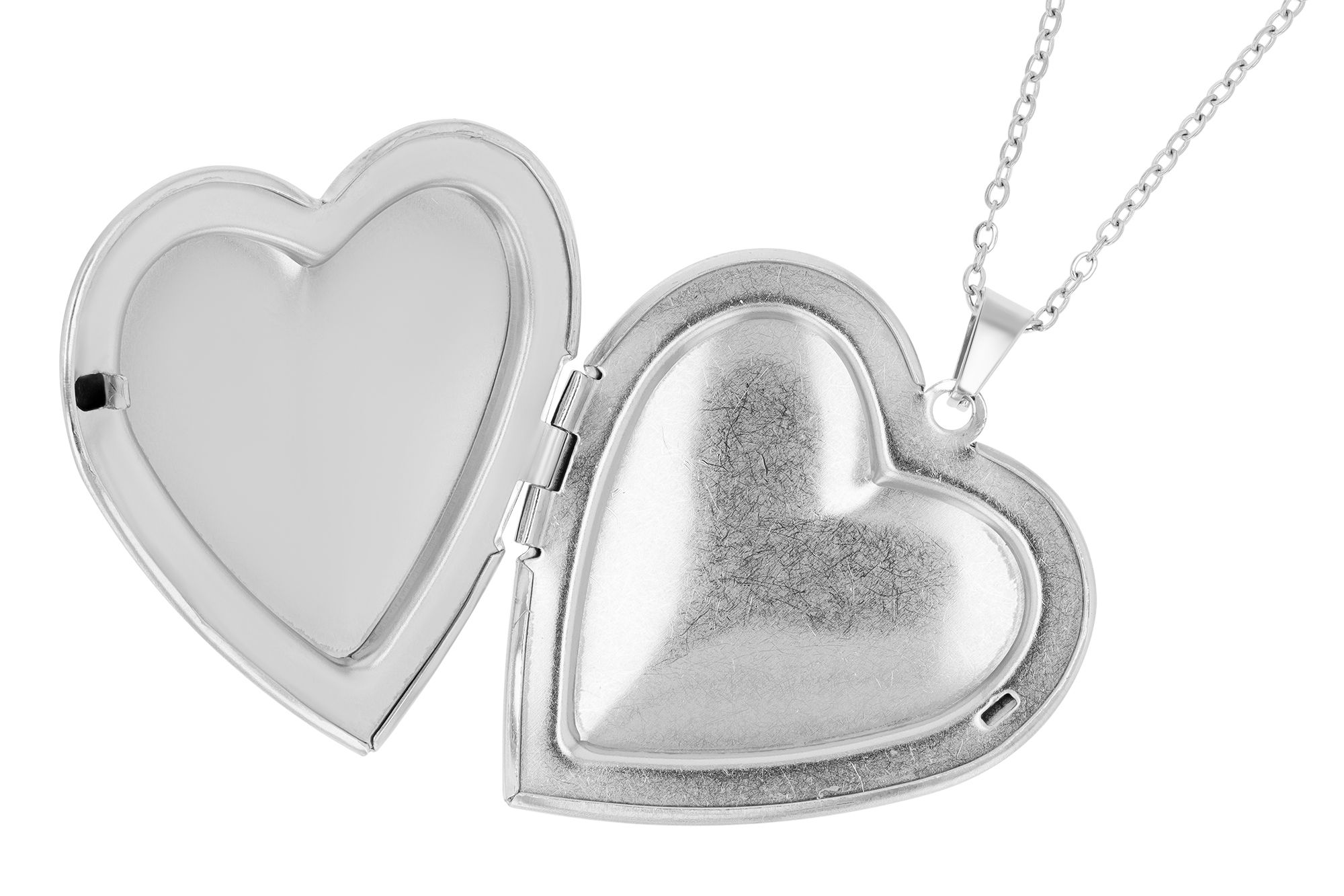 "Liora"  Edelstahl Kette mit Medaillon - Herz, 45+5 cm, silberfarben