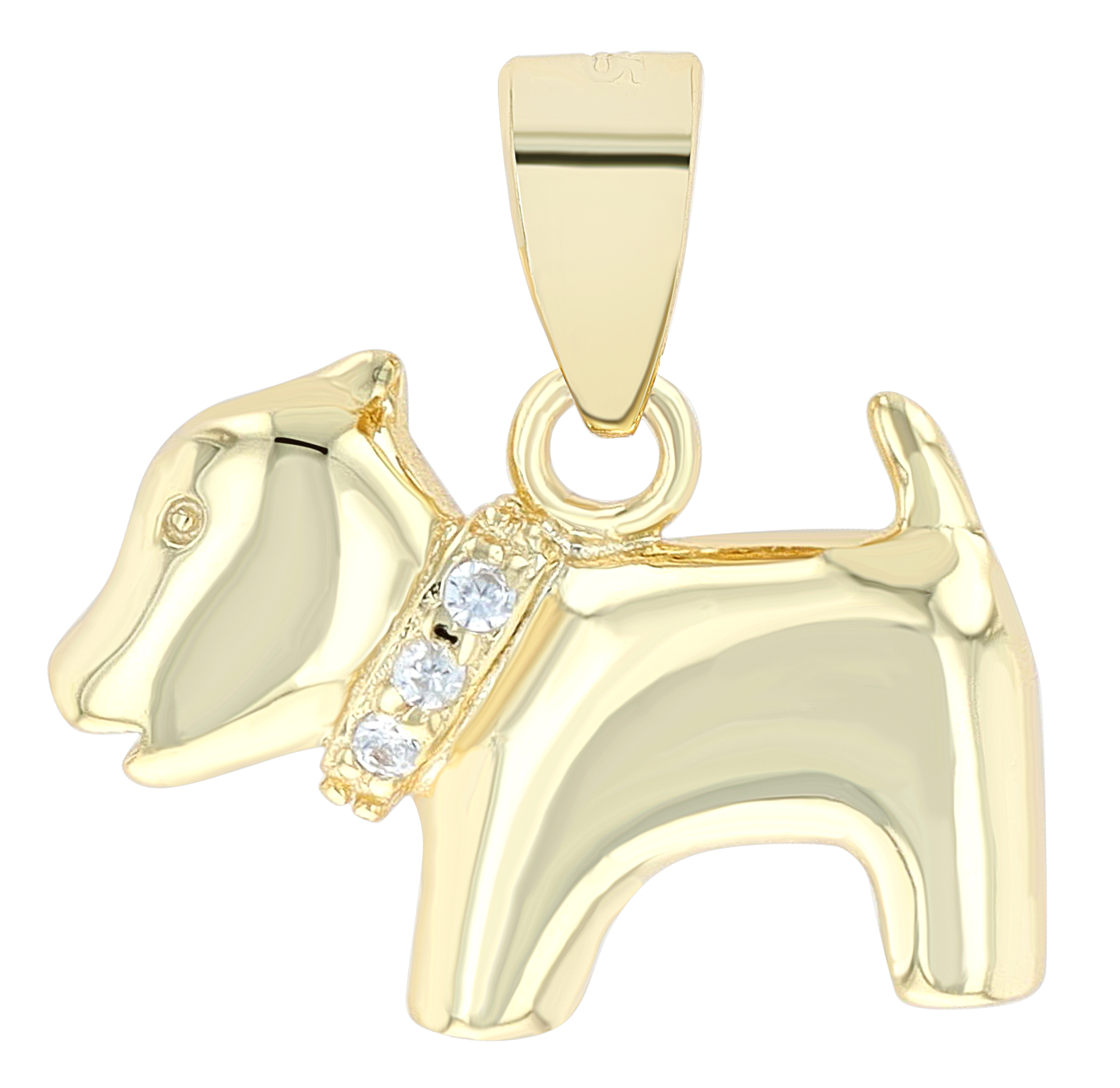 "Petty", 925/- Echt Silber Anhänger, Hund, Zirkonia, vergoldet