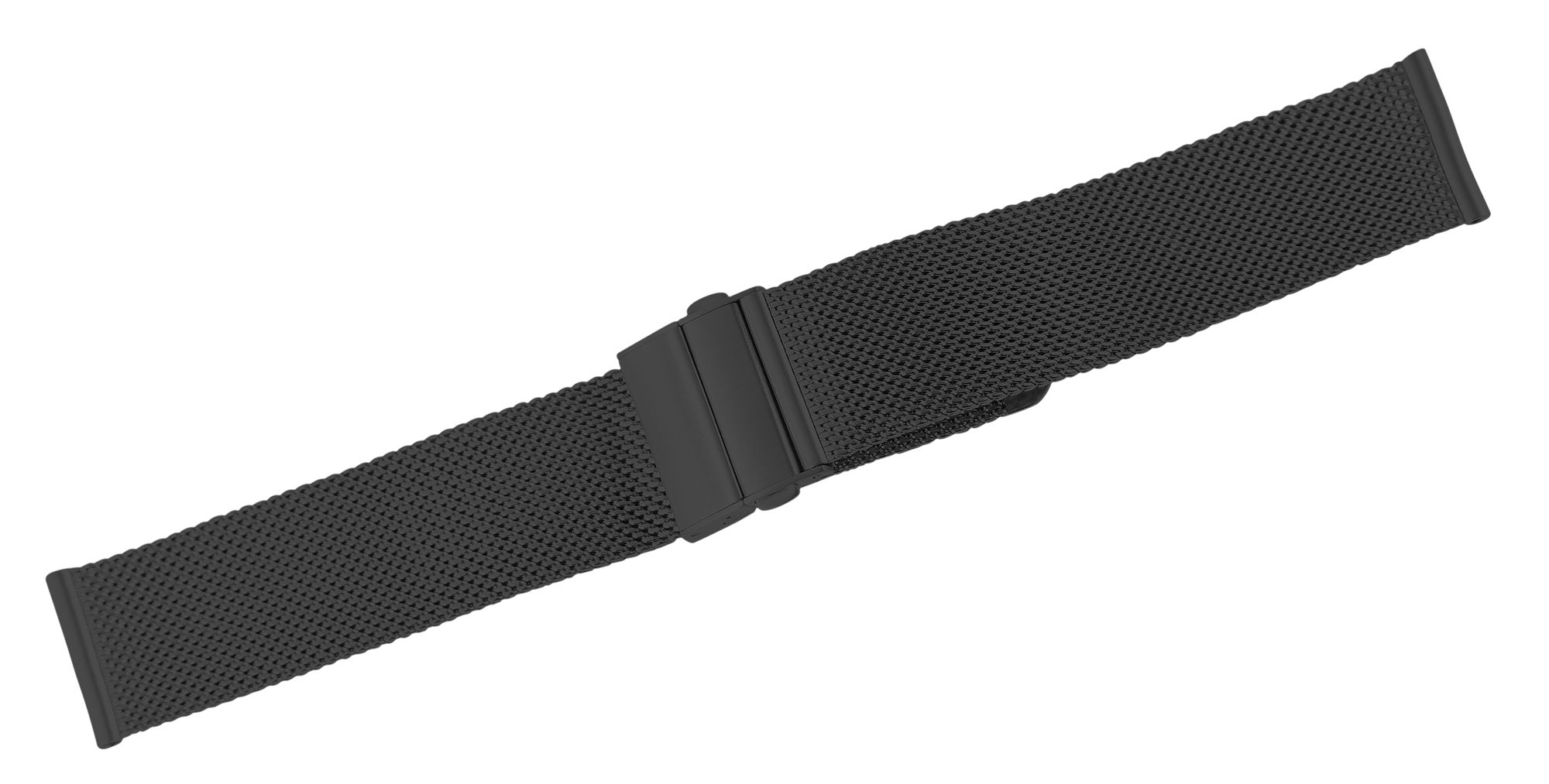 Edelstahl-Milanese (Quick-Release), Faltschließe, schwarz, 20 mm